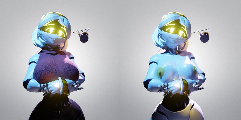 female, female focus, female only, glitch productions, murder drones, nude, nude female, robot girl, robot humanoid, shishka1488, v (murder drones), v (murder drones) (bysamzan), white body, white hair, yellow eyes