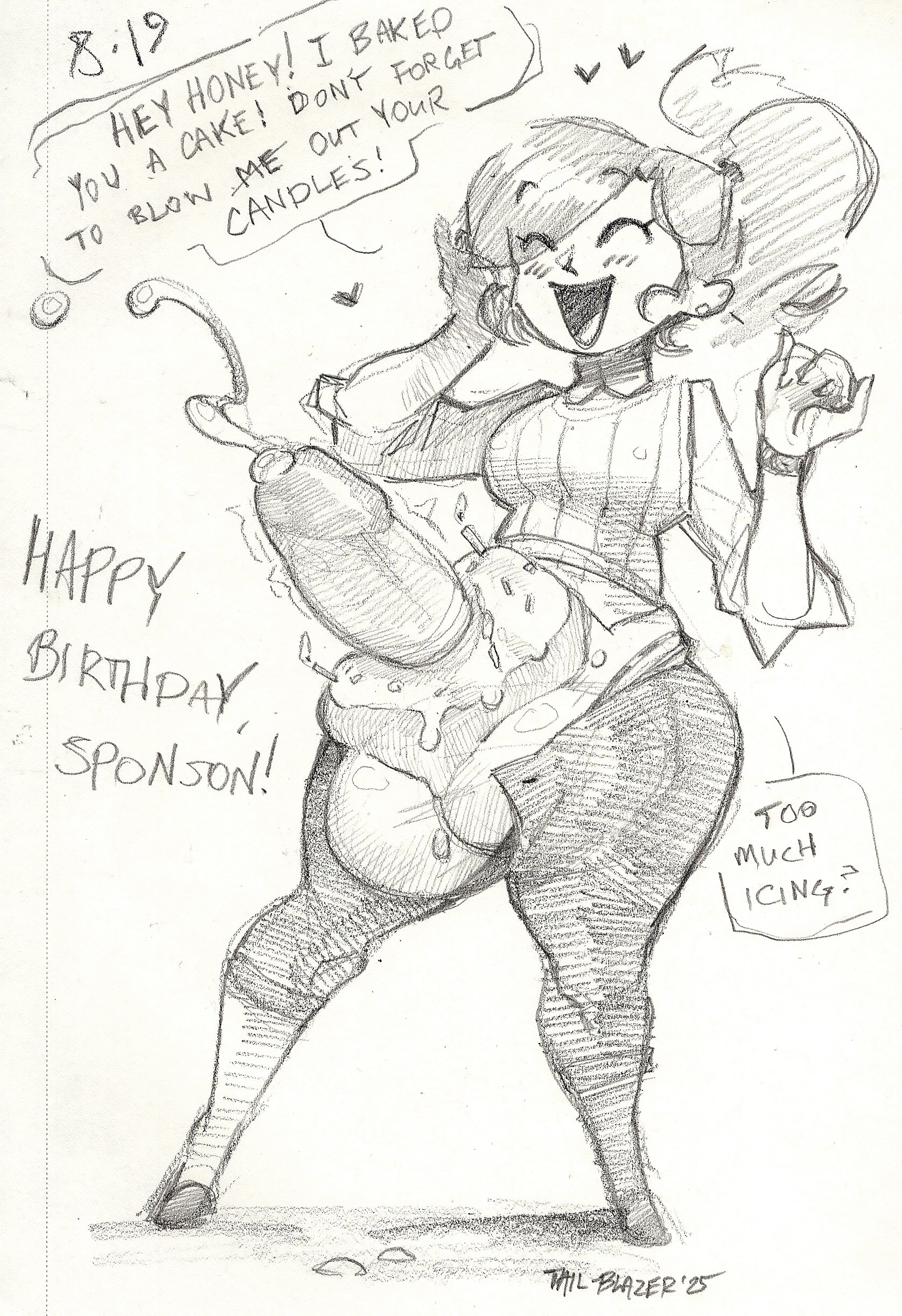 1futa, balls, big penis, breasts, cake, clothed, clothing, dickgirl, erection, food, food play, futa only, futanari, huge balls, huge cock, human, mostly clothed, penis, precum, sketch, solo, tail-blazer, traditional media (artwork)food penetration