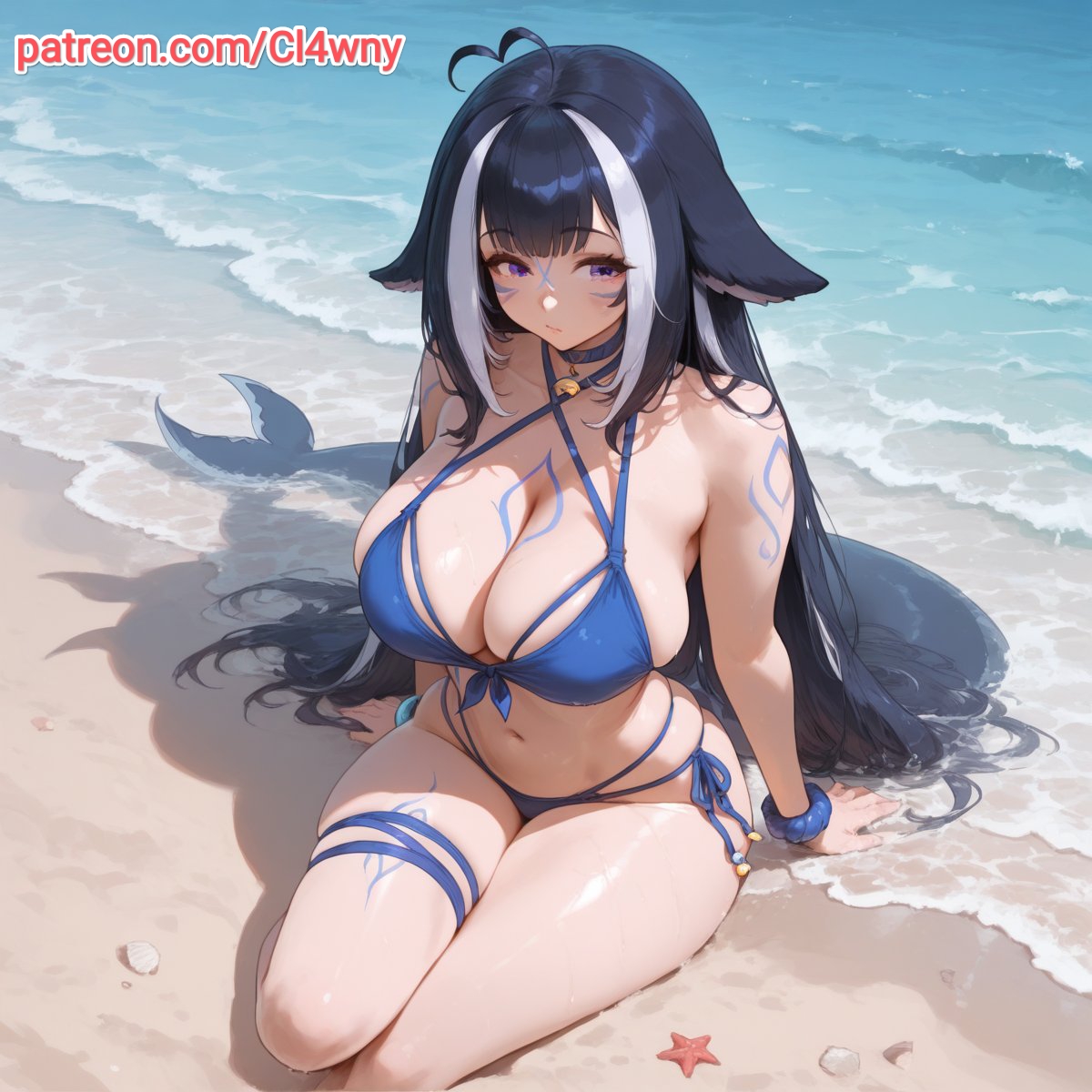 1girls, 2025, 2d, ai assisted, ai generated, beach, big ass, big breasts, bikini, bikini bottom, bikini top, black hair, blush, breasts, cl4wny, curvaceous, curvy, curvy body, curvy female, curvy figure, cute, erotic, female, hot, huge breasts, large breasts, legs, light skin, light-skinned female, long hair, orca, orca girl, orca tail, patreon, perfect body, purple eyes, sand, sexy, sexy body, sexy pose, shylily, sitting, sitting on ground, skinny, stomach, tail, thick thighs, vtuber, vtuber persona, white hair stripe
