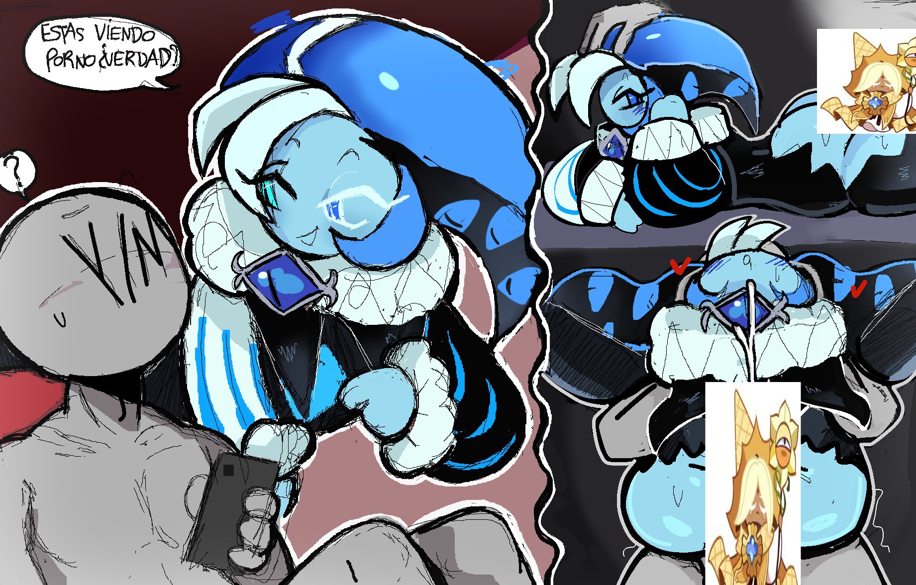 anon, capitanazo576, censored, cookie run, cookie run kingdom, femboy, gay, gay sex, implied anal, male, paywall censor, shadow milk cookie, text, y/n