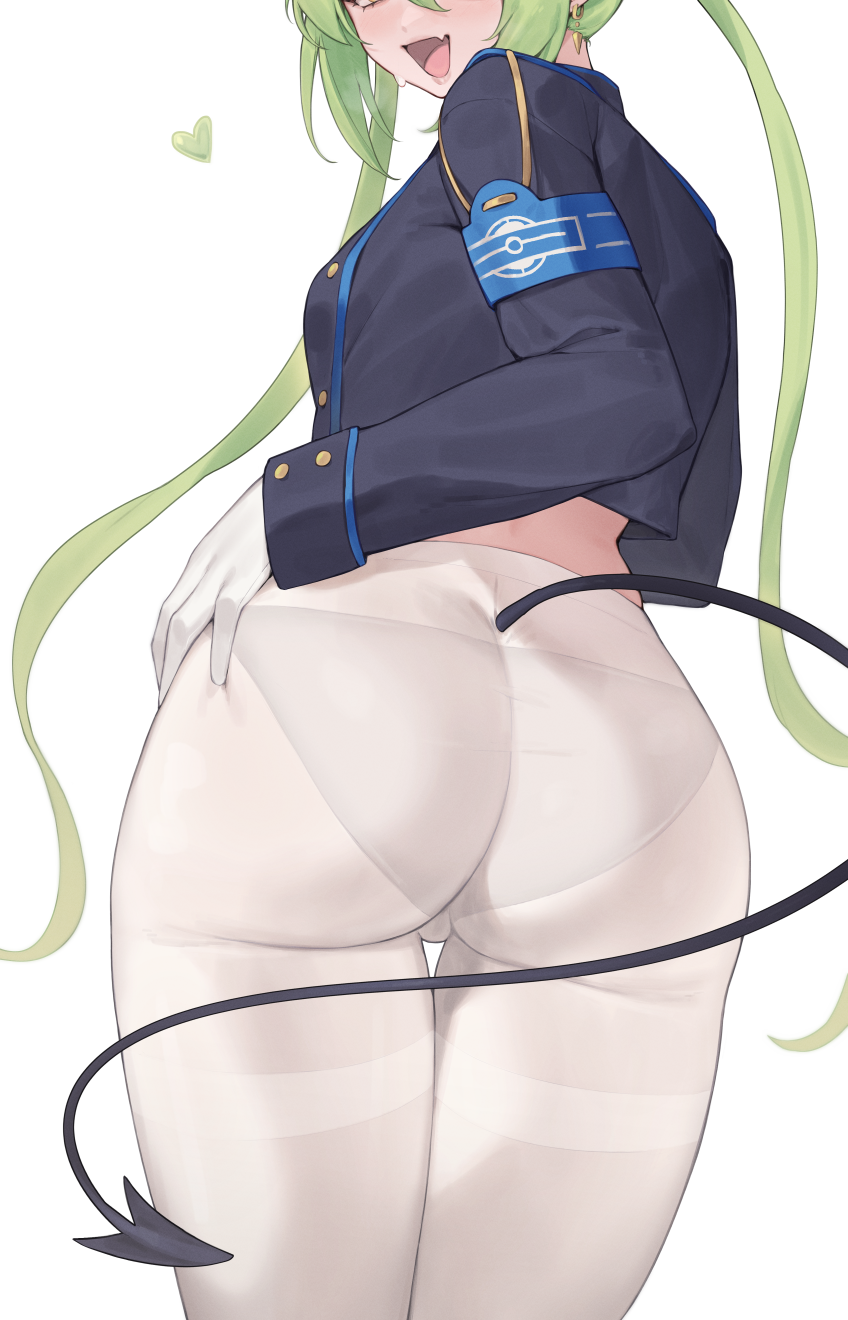 ass_focus blue_archive cameltoe eyes_out_of_frame from_behind heart highlander_railroad_academy_student highlander_railway_academy highlander_supervision_office_(blue_archive) kuavera large_ass looking_back medium_breasts nozomi_(blue_archive) pantyhose thick_thighs wide_hips