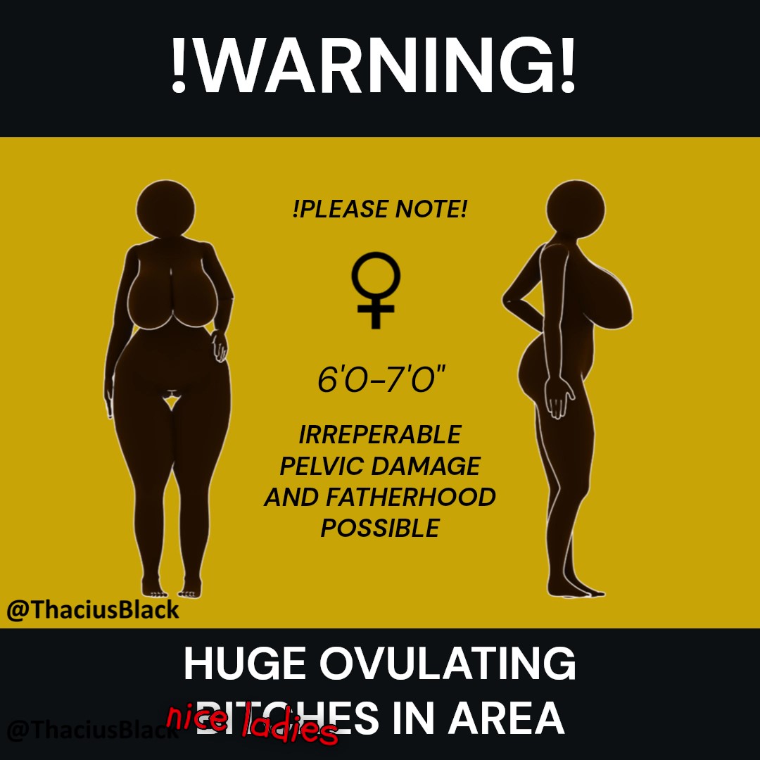 3d 3d_(artwork) 3d_model big_ass big_breasts black_body breeding huge_ass huge_breasts imminent_pregnancy imminent_rape imminent_sex larger_female orange_background taller_female taller_girl warning_sign warning_sign_person