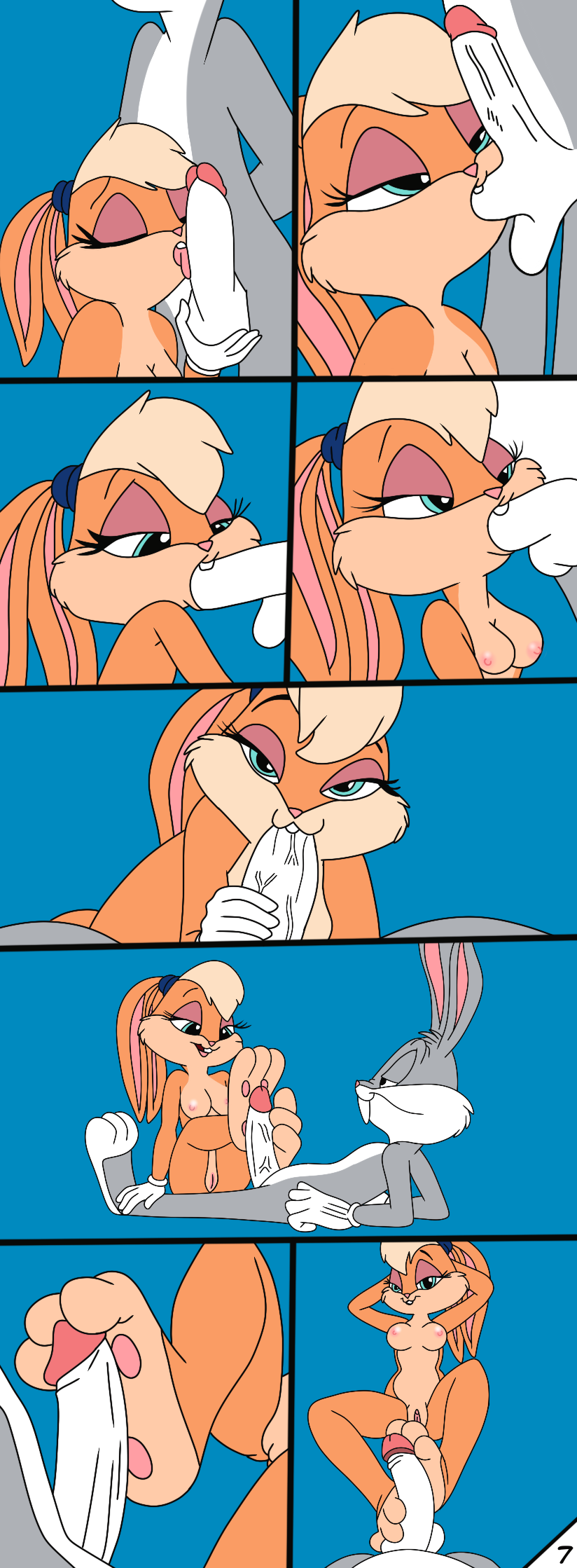 1boy 1boy1girl 1girls bugs_bunny bunny_boy bunny_girl comic comic_page footjob lola_bunny looney_tunes rabbit space_jam warner_brothers