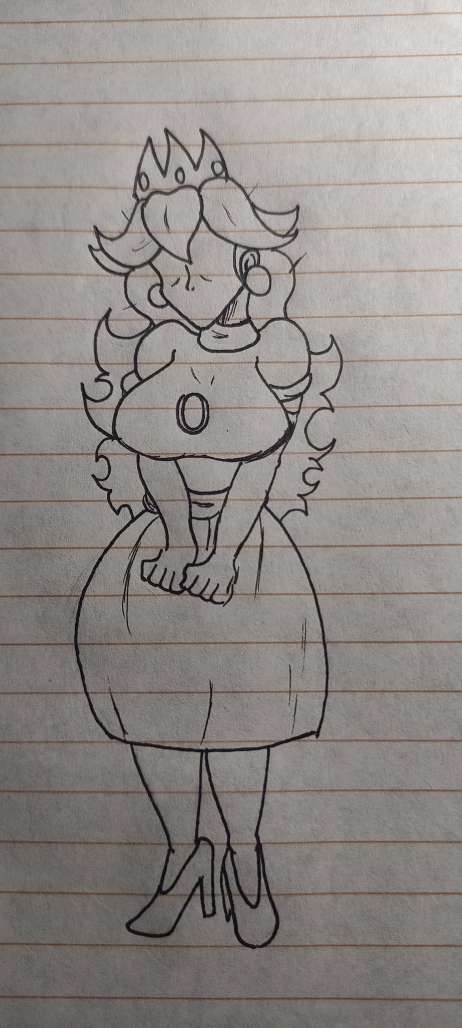 'the 1girls big_breasts breasts coronation_day_(creepypasta) creepypasta crown demon demon_girl dress earrings entity faceless faceless_female female female_only long_hair mario_(series) nightmare_fuel nightmare_waifu princess_peach princess_peach_(coronation_day) royalty sketch super_mario_world super_mario_world_(hackroom)