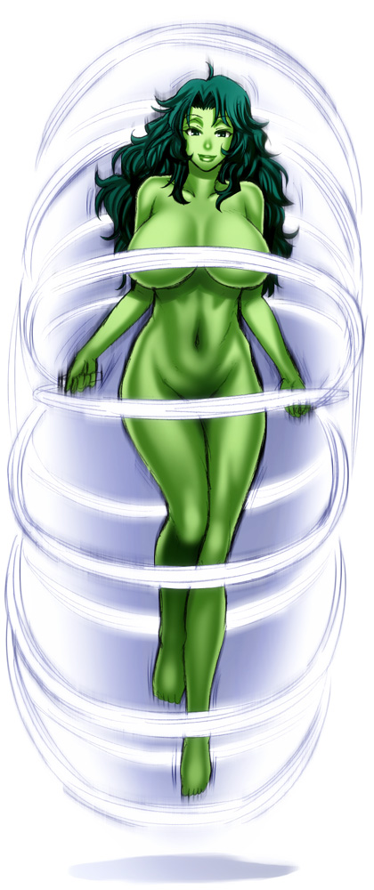 1girls big_breasts breasts canonical_scene convenient_censorship cvatoshi female female_only green-skinned_female green_body green_eyes green_hair green_skin huge_breasts hulk_(series) jump_rope large_breasts long_hair marvel marvel_comics nude nude_female she-hulk solo white_background