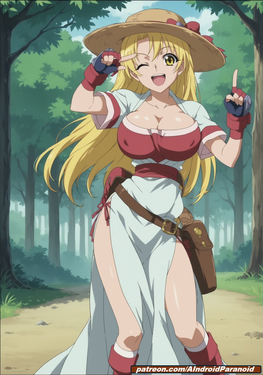 ai_generated aindroidparanoid ass big_breasts blonde_hair breasts cow_girl curvy forest gigantic_breasts grenadier hips hourglass_figure huge_breasts large_ass large_breasts long_hair massive_breasts narrow_waist outdoors rushuna_tendo stable_diffusion yellow_eyes