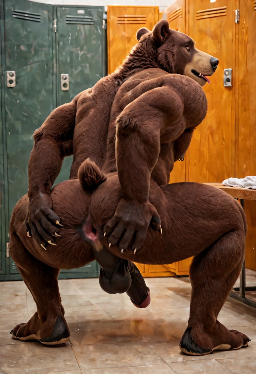 2024 ai_generated anthro anus backsack balls bear bent_over carnivalecloudmuncher crouching erection furry gaping_anus grabbing_own_ass hand_on_butt hyperrealistic locker_room looking_at_viewer looking_back male male_only mammal muscles muscular muscular_male nude penis perineum photorealism photorealistic presenting presenting_anus presenting_ass presenting_balls presenting_butt presenting_hindquarters realism realistic rear_view self_upload solo spread_ass spread_butt spreading_own_ass squatting standing tagme tail ursid ursine