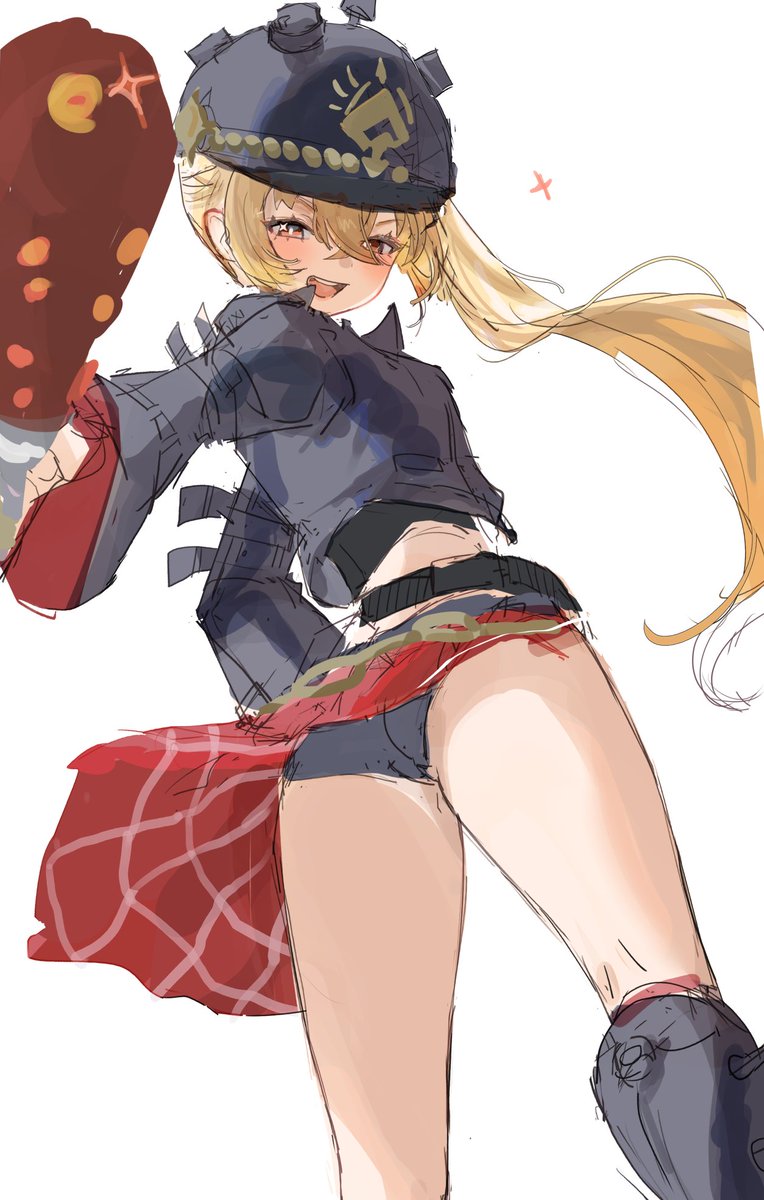 1girls, biker clothes, biker helmet, biker jacket, blonde hair, female, luciana de montefio, panties, rough sketch, solo, tagme, tomboyish, zenless zone zero