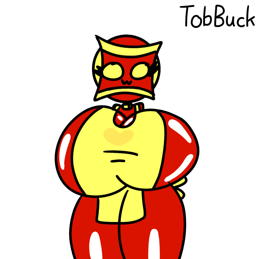 1girls apron apron_only big_breasts cube_132_(geometry_dash) geometry_dash huge_breasts owo red_body tobbuck