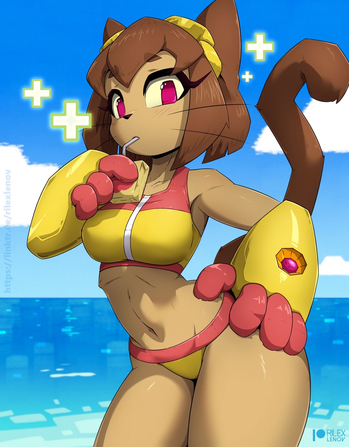 1girl, 1girls, bathing suit, cat ears, cat girl, cat humanoid, catgirl, female, gameoverse, glitch productions, kit (gameoverse), kit bodega, rilex lenov, solo, tagme
