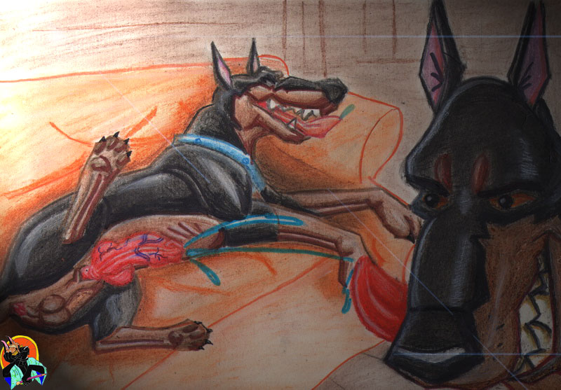 anus balls canine collar cum desoto_(disney) disney doberman feral gay male male_only mammal oliver_and_company penis pointy_ears roscoe_(disney) tongue tongue_out yaoi