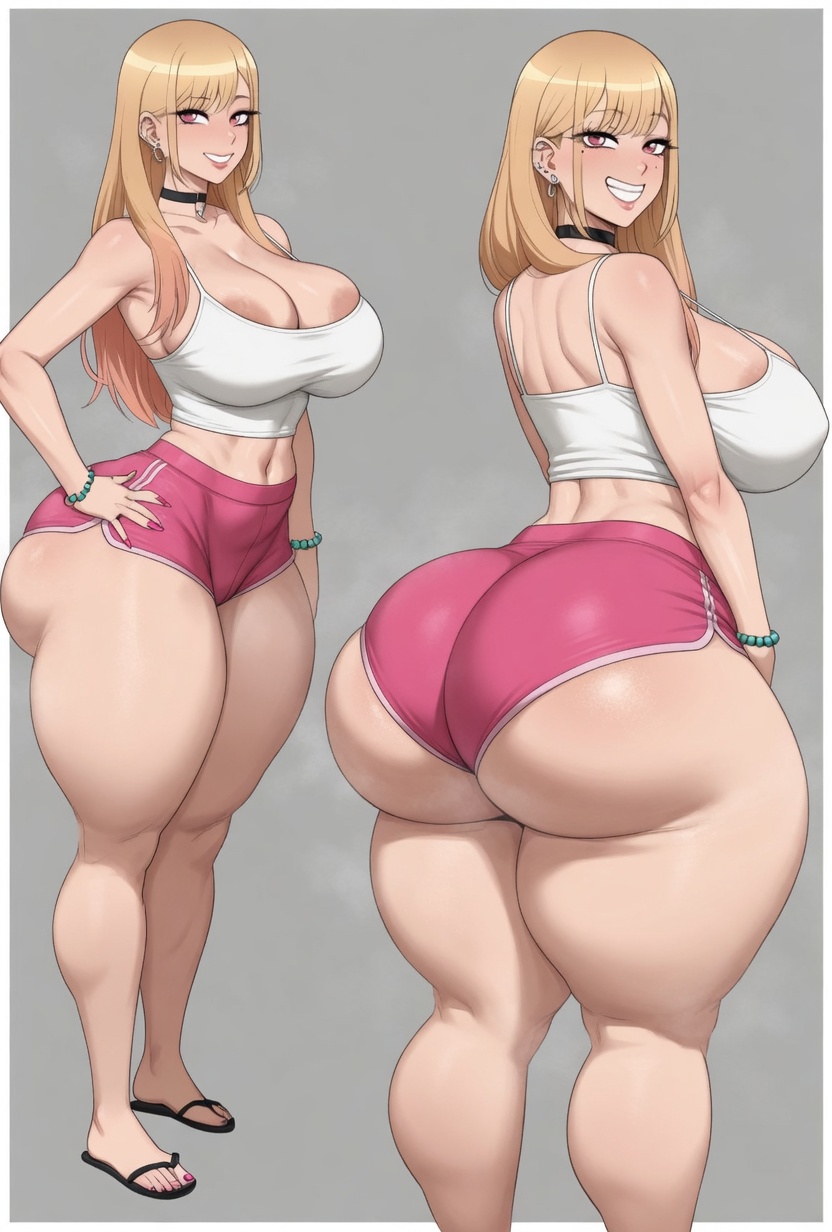 1girls, ai assisted, ai generated, areola slip, artist request, ass, big ass, big breasts, big nipples, blonde hair, female, happy, huge ass, kitagawa marin, marin kitagawa, my dress up darling, onlyfans, shorts, sky, smile, solo, solo focus, sono bisque doll wa koi wo suru