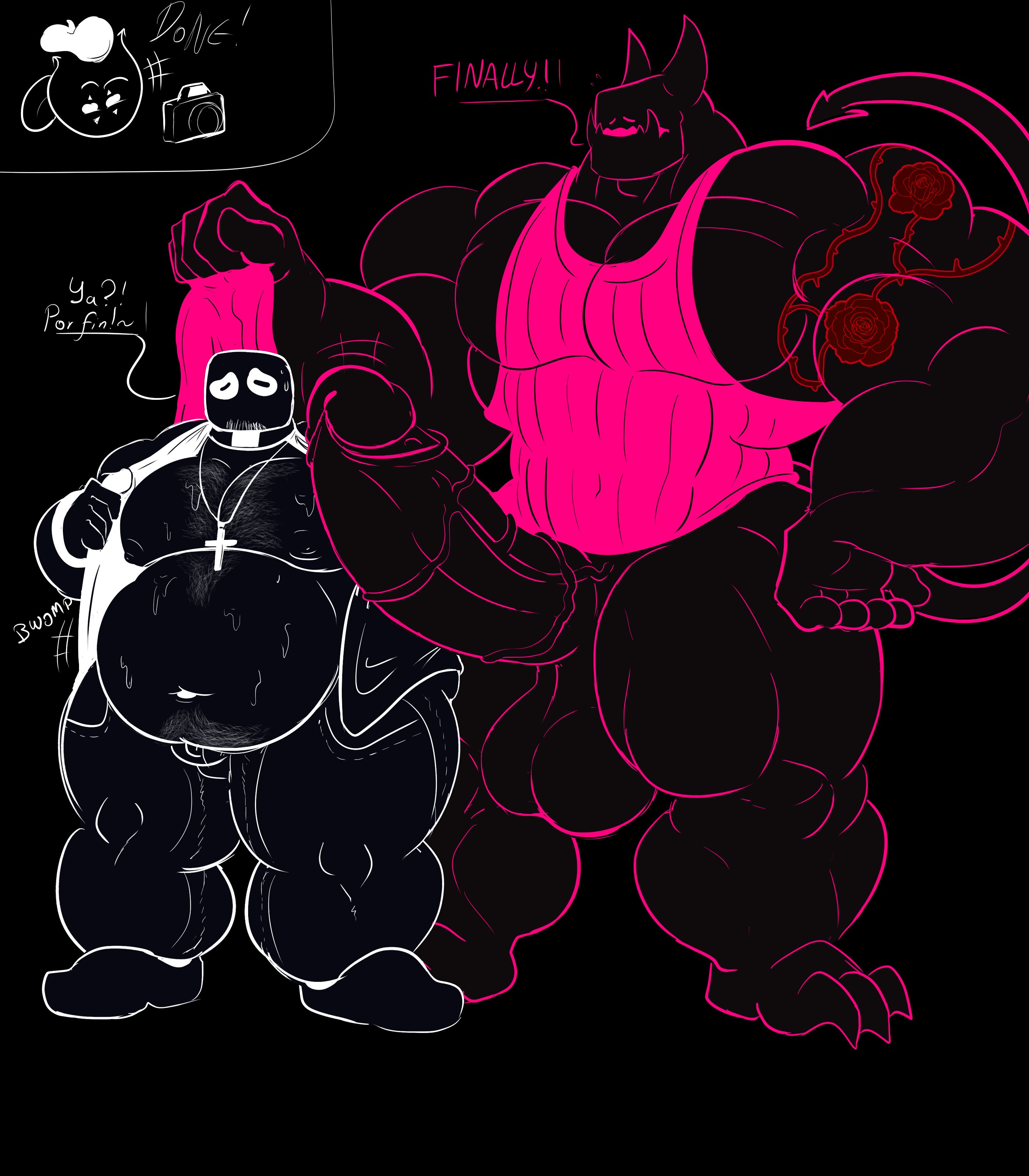 2boys, 2d, 2d (artwork), big dick, digital drawing (artwork), duo, english, english text, fat male, gay, grace (roblox), intobuzzness, john grace (grace), male, male only, mime (grace), monster cock, muscles, muscular, muscular male, necklace, roblox, roblox game, s.n.a.p (grace), simple background, sinner (grace), tagme