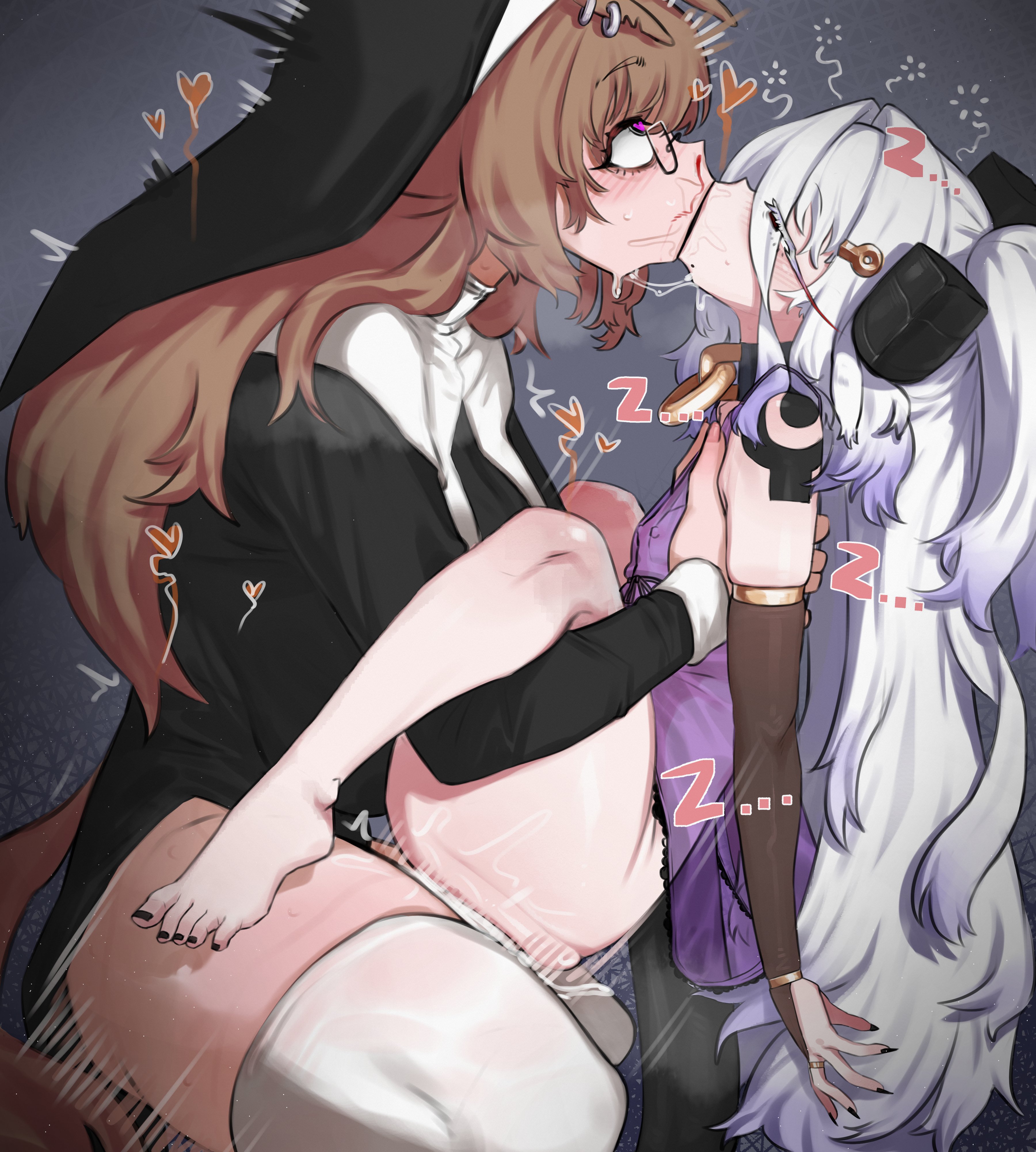 1boy, 1futa, agneia (sunsal), anal, anal insertion, anal penetration, anal sex, animal ears, animal humanoid, curvaceous, curvy, curvy body, curvy figure, demon, demon boy, demon humanoid, demon tail, dickgirl, dickgirl/male, femboy, futa on femboy, futa on male, futanari, goat, goat demon, goat ears, goat horns, goat humanoid, intersex, intersex/male, light skin, light-skinned futa, light-skinned male, long hair, nun, nun outfit, original, original character, size difference, sleeping, straight hair, sunsal, tail, thick, thick hips, thick legs, thick penis, thick thighs, thigh highs, thighhighs, thighs, trap, very long hair, voluptuous, voluptuous body, voluptuous futa, voluptuous male, white hair