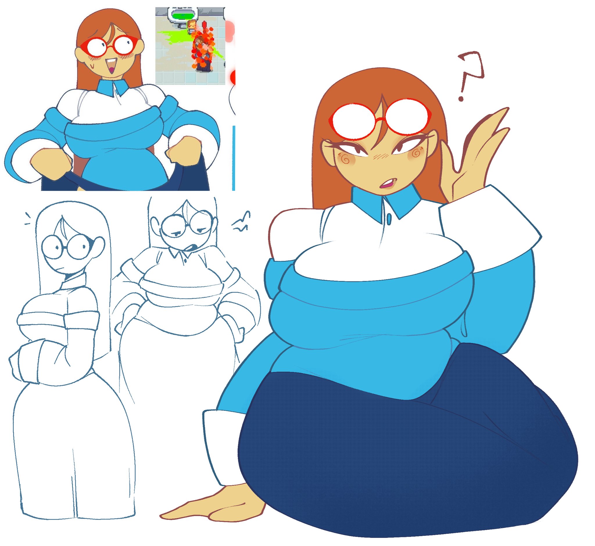 big ass, big breasts, blue dress, circular glasses, glasses on head, kindergarten 3, ms. lovelett, nerdy female, pawg, vicanderson, would