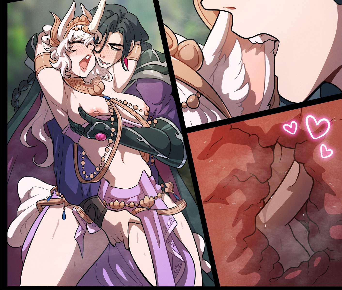 female, fingering, kinkymation, light-skinned female, light-skinned male, male, original, original character, vaginal, vaginal fingering