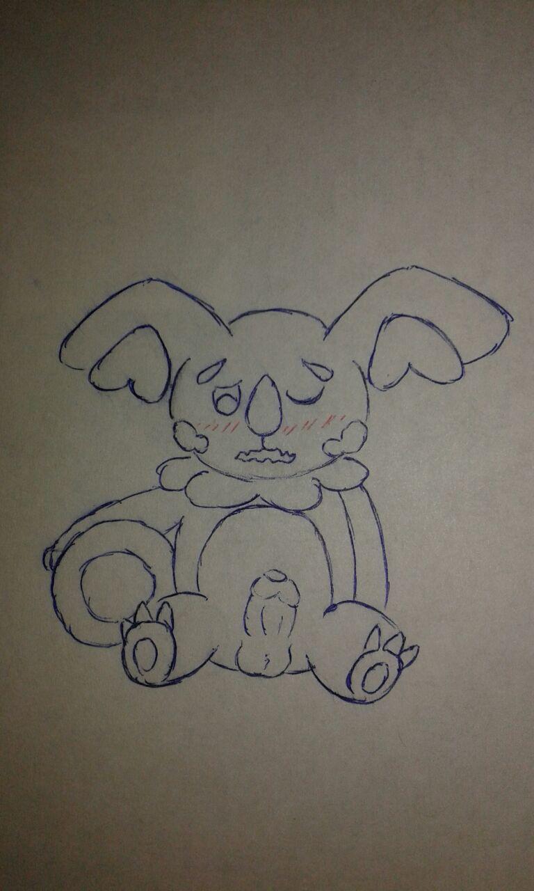 1boy erection feral furry humanoid_penis koala komala male mammal marsupial monochrome nintendo penis pokemon simple_background sitting sketch slenderneko slightly_chubby solo testicles traditional_media_(artwork) video_games