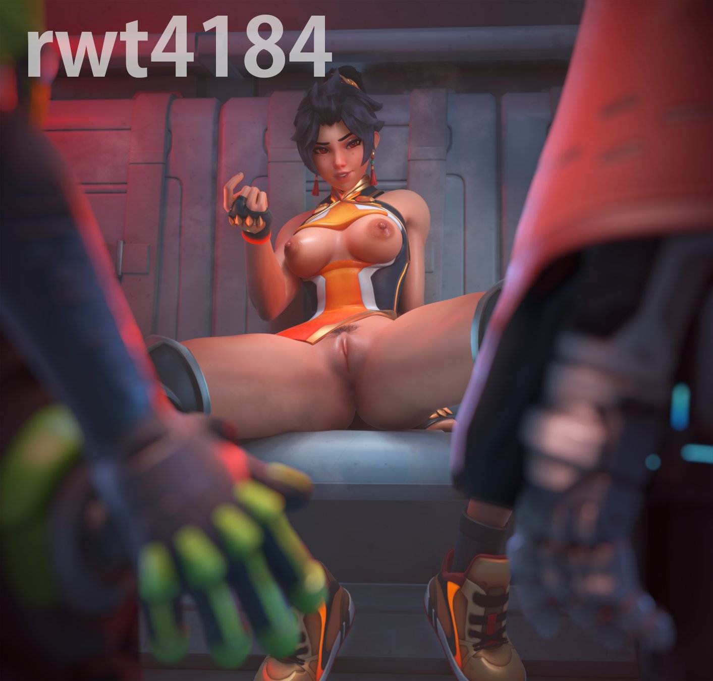 1girls, 2boys, 3d, anran, big breasts, breasts, breasts out, cole cassidy, female, female focus, inviting, inviting to sex, lucio (overwatch), nipples, overwatch, pussy, rwt4184, spread legs, spreading, tits out