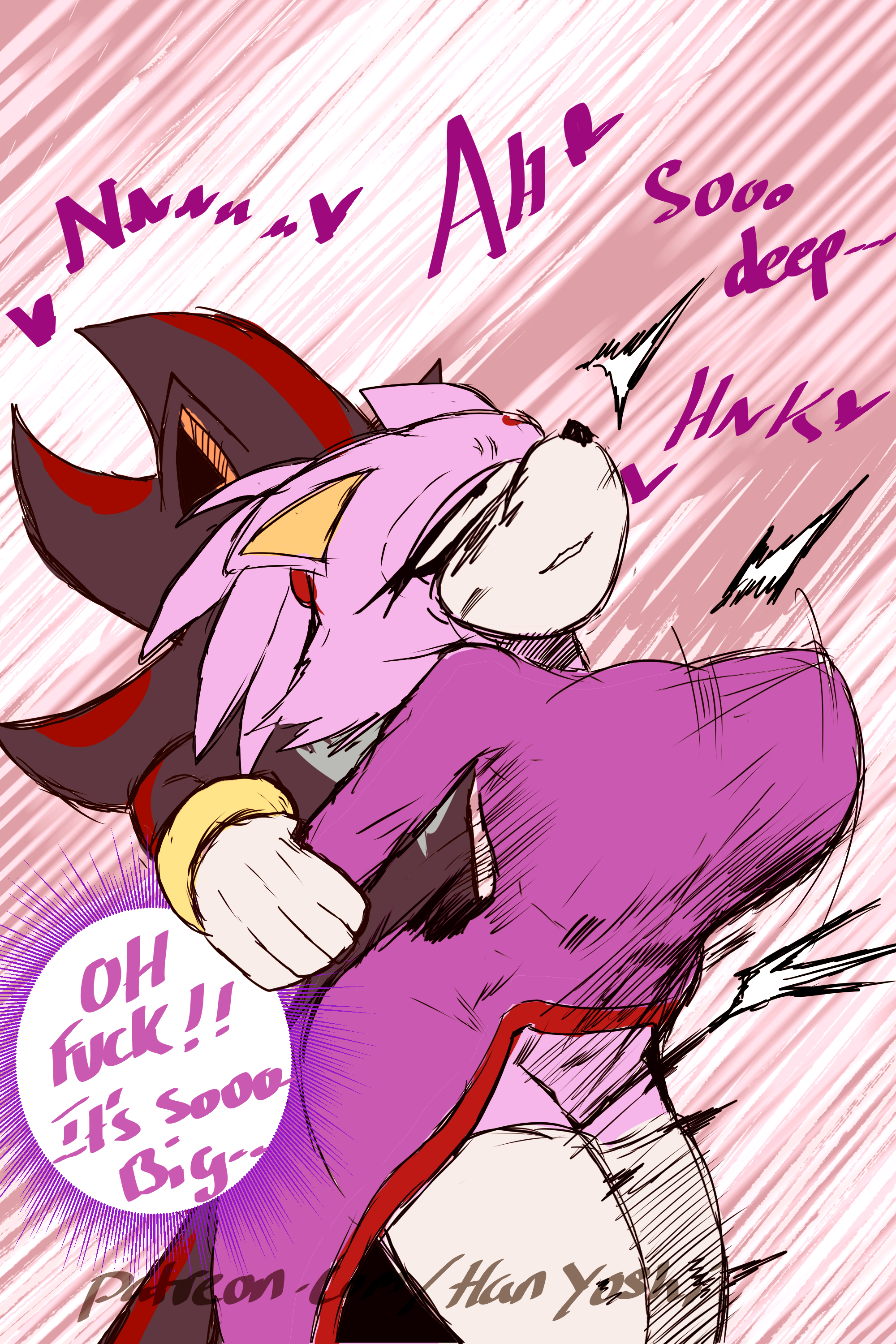 backshots, black body, black fur, black hair, black nose, blaze the cat, bubble butt, bulge, bulge through clothing, cat ears, cat girl, cat humanoid, cat tail, catgirl, color, colored, comic, deep penetration, dialogue, doggy, doggy style, doggy style position, dress, dress lift, dress pull, dress up, feline, gloves, grabbing, grabbing breasts, grabbing from behind, half naked, half-closed eyes, hedgehog, hitting it from the back, huge ass, huge breasts, manga, manga style, pants down, pants half pulled, patreon, patreon url, patreon username, penetration, pink body, pulling clothing, purple body, purple fur, purple hair, purple skin, red hair, shadow, shadow the hedgehog, sonic (series), sonic the hedgehog (archie), sonic the hedgehog (comics), sonic the hedgehog (idw), sonic the hedgehog (series), speed lines, standing, standing doggystyle, standing sex, swaying breasts, swinging breasts, thick, thick hips, thick legs, thick thighs, womb kiss, womb penetration, yoshihan