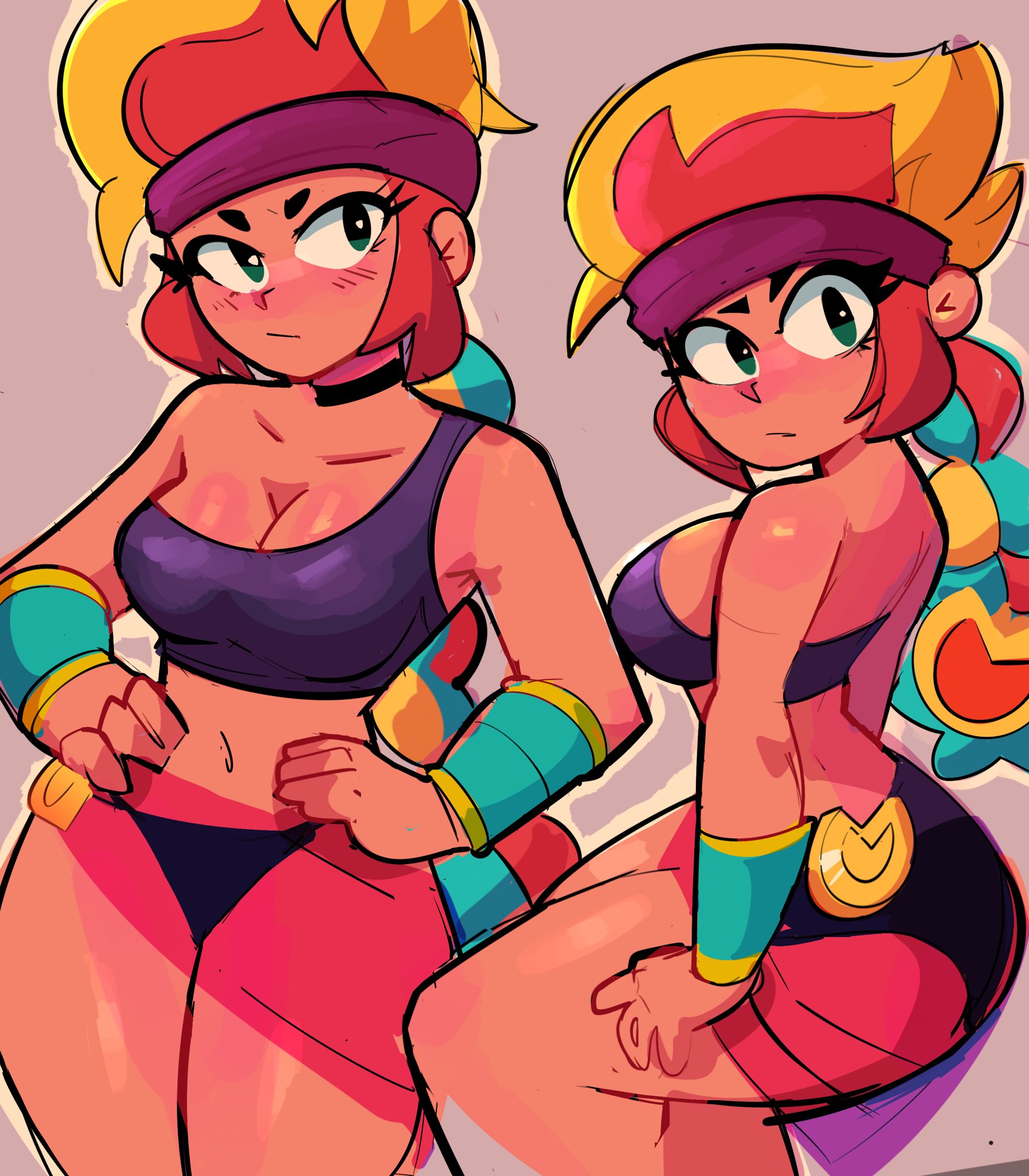 amber (brawl stars), brawl stars, jartiz, solo female, swimsuit, swimwear