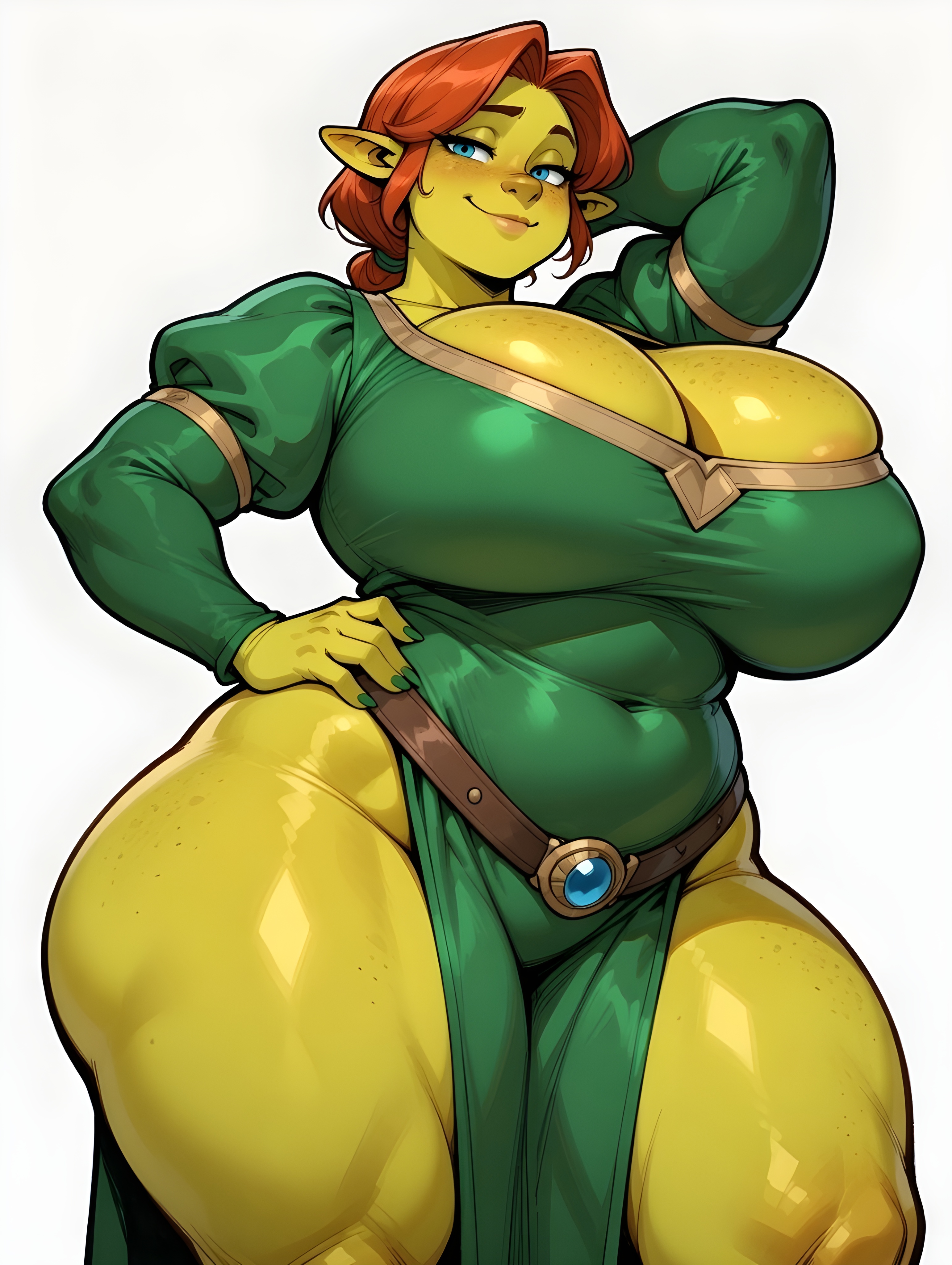 1female, 1girls, ai generated, ass, big ass, big breasts, big butt, brasil louco, breasts, bubble ass, bubble butt, chubby, chubby female, curvaceous, curvy, curvy body, curvy figure, dominant, dominant female, dreamworks, dreamworks animation, fat ass, fat butt, fat female, female, female only, giant breasts, giantess, large ass, large breasts, looking at viewer, mature, mature female, mature woman, milf, milf body, ogre, ogre girl, ogress fiona, princess fiona, princess fiona (ogre), seducing, seducing viewer, seductive, seductive look, seductive smile, sexy, sexy body, sexy pose, shrek (film), shrek (series), simple background, solo, solo female, solo focus, tagme, thick ass, thick body, thick butt, thick thighs, voluptuous, voluptuous body, voluptuous female, white background