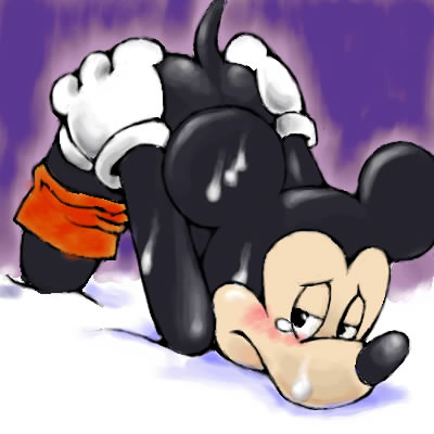 disney furry gloves implied male male_only mammal mickey_mouse mouse presenting purple_background rodent shorts solo sweat tears toony unknown_artist