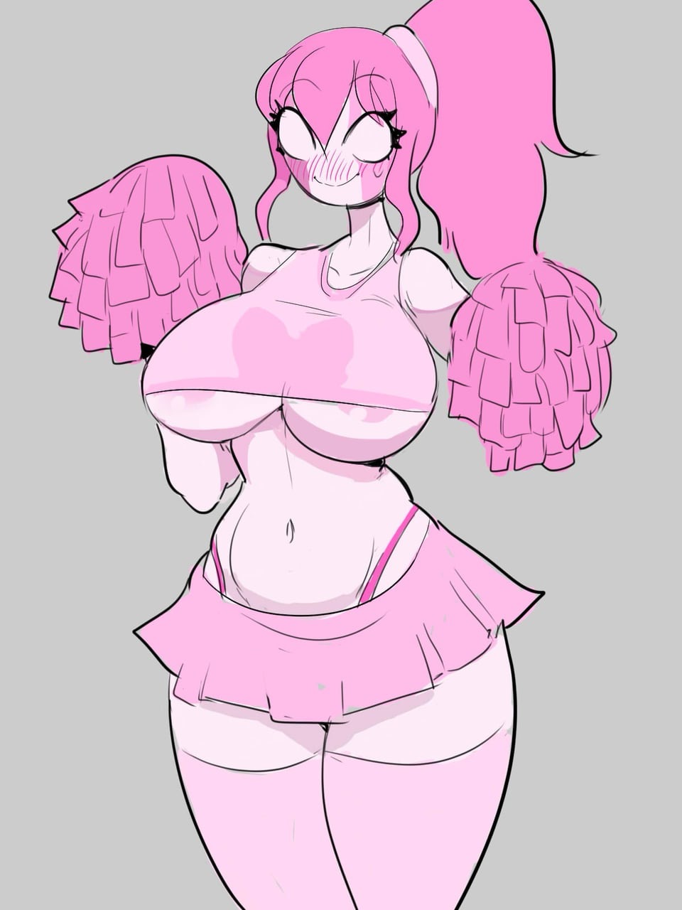 1girls, big ass, big belly, big boobs, big breasts, big butt, big nipples, big thighs, blush, blushing, cheerleader, embarrassed, female, female only, friday night funkin, friday night funkin mod, mid-fight masses, miniskirt, ocixela, pink body, pink eyes, pink hair, pink nipples, pink panties, pink skin, revealing clothes, sarvente (dokki.doodlez), sexy, shy, shy expression, shy female, shy smile, skimpy clothes, skirt, tagme, thick, thick ass, thick butt, thick hips, thick legs, thick thighs, thigh grab, thigh highs, thigh socks, thighhighs, thighs, thighs bigger than head