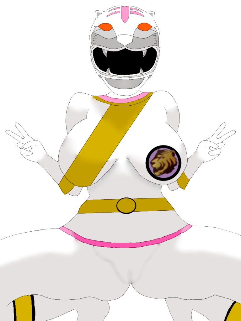 belt big_breasts female gao_white gaowhite gloves helmet hyakujuu_sentai_gaoranger pose suit super_sentai thighs