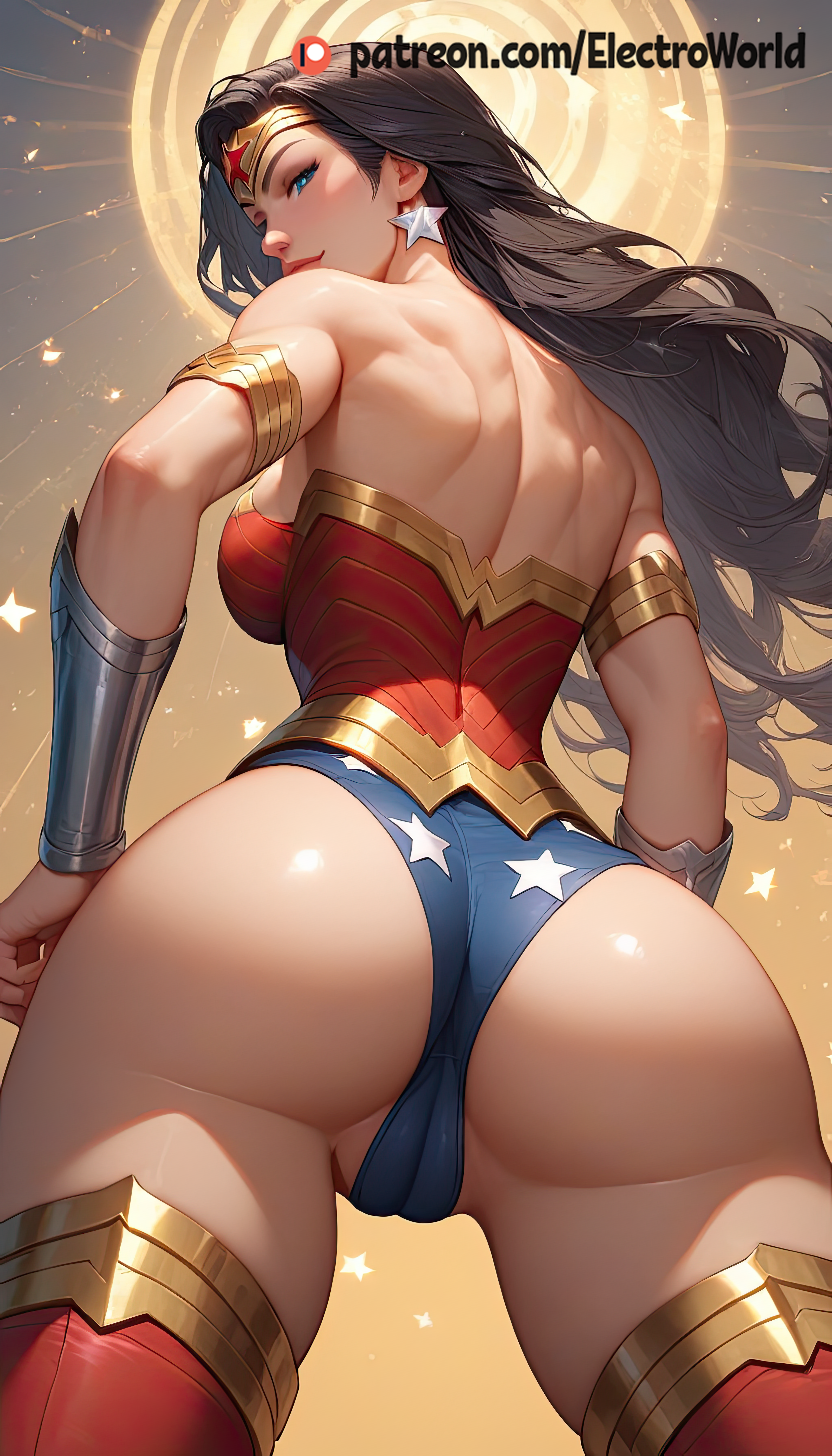 1girls, abs, ai generated, ass, ass focus, ass grab, backboob, blush, breasts, dc, dc comics, diana prince, electroworld, female, female focus, female only, leotard, long hair, partially visible vulva, presenting, pussy, solo, solo focus, thighhighs, wonder woman, wonder woman (series)