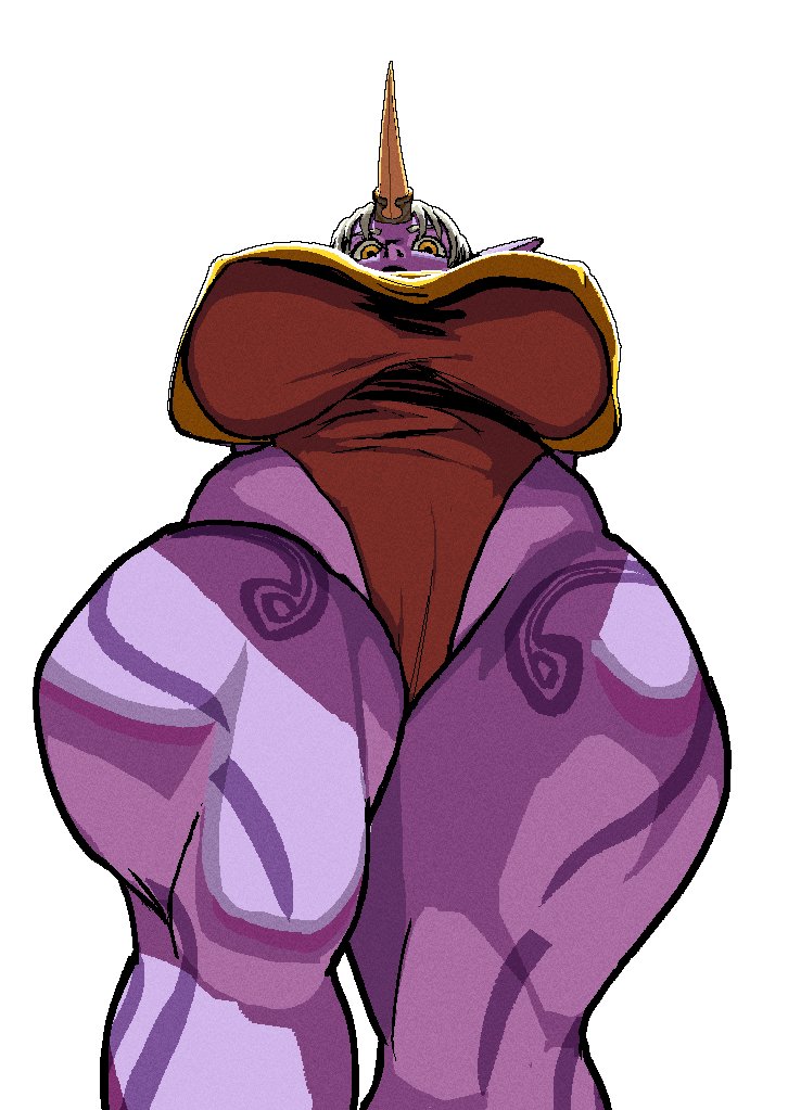 1girls, big breasts, body markings, female, horn, league of legends, leotard, long ears, oppmann, orange eyes, purple skin, soraka
