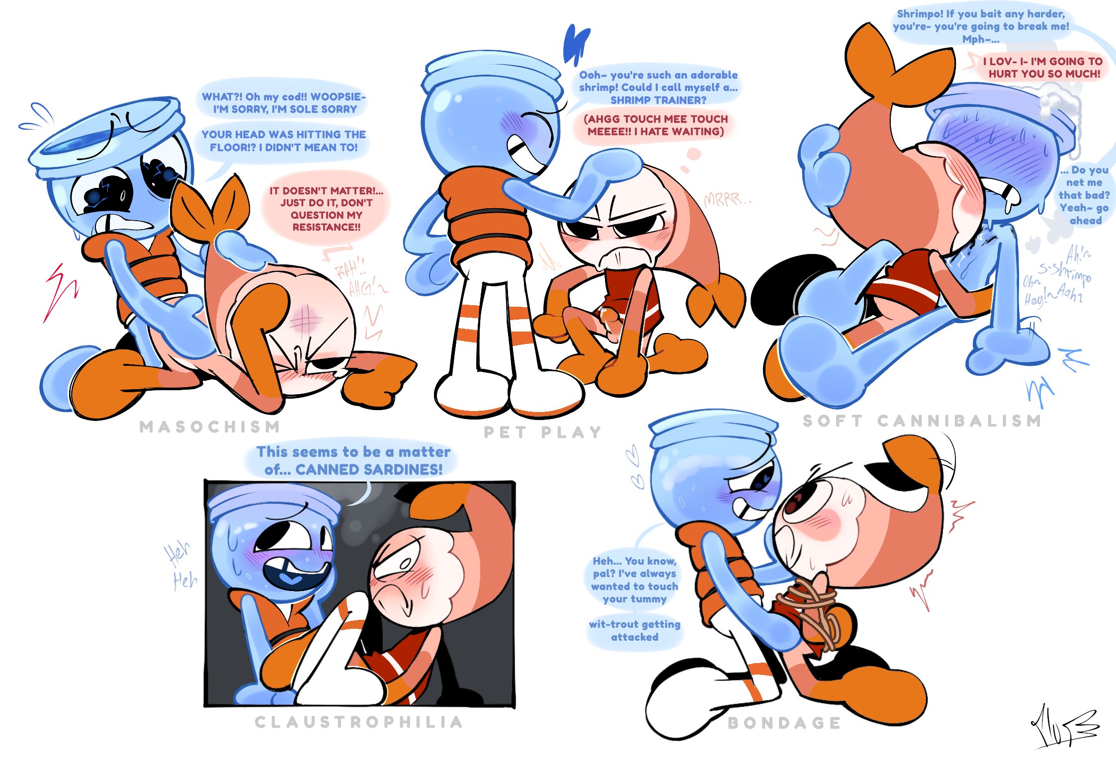 dandy's world, fetish, finn (dandy's world), male, male only, shrimpo (dandy's world)