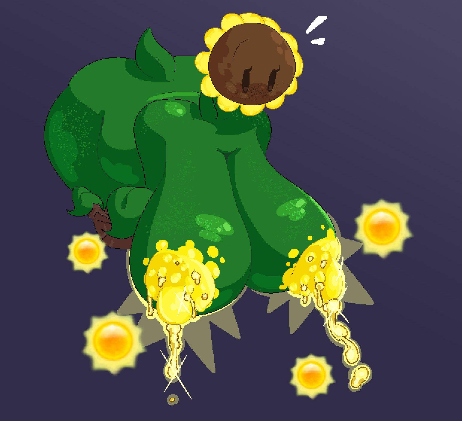 1girls, 2girls, anthro, anthrofied, areola, areolae, ass, big areola, blush, blushing, bodily fluids, breakcoreyuri, electronic arts, female, flora fauna, flower-pot (pvz), huge breasts, lactating, lactation, lactation without expressing, plant, plant humanoid, plantie, plants vs zombies, plants vs. zombies, popcap games, sun (pvz), sunflower (pvz), sweat, sweatdrop, sweating, sweaty, sweaty ass, sweaty body, tagme, thick thighs, unusual bodily fluids, video game character, video games