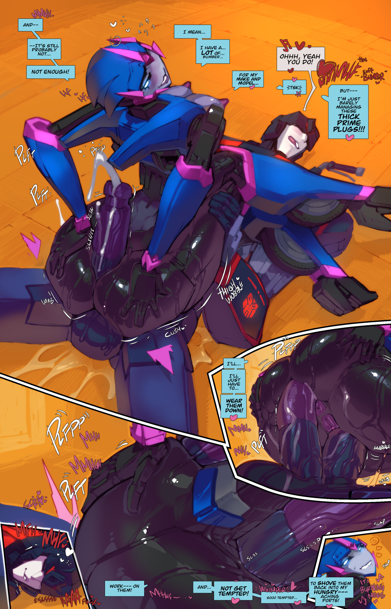 1boy, 1girls, 2 penises, after sex, anal, anal insertion, anal penetration, anal sex, arcee, arcee (prime), assjob, bare arms, bare legs, bare shoulders, bare thighs, big breasts, big penis, blowjob, blush, clanker, clothed, clothing, color, comic, comic page, cum, cum drip, cum dripping, cum dripping from penis, cum in ass, cum in pussy, cum inside, cumming, cumming while penetrating, cumshot, embarrassed, english text, fellatio, female, fred perry, hand on penis, hi res, huge cock, imminent sex, jack darby, large breasts, looking pleasured, male, male penetrating, male/female, massive penis, moaning, oral, oral sex, orgasm, orgasm face, page 17, penetration, penile penetration, penis in pussy, pleasure face, pussy, pussy juice, robot, robot boy, robot girl, robot humanoid, robot joints, robotic arm, sex, standing, stomach bulge, sucking, sucking penis, text, text bubble, thick thighs, train, transformers, transformers prime, vaginal penetration, wet, wet pussy