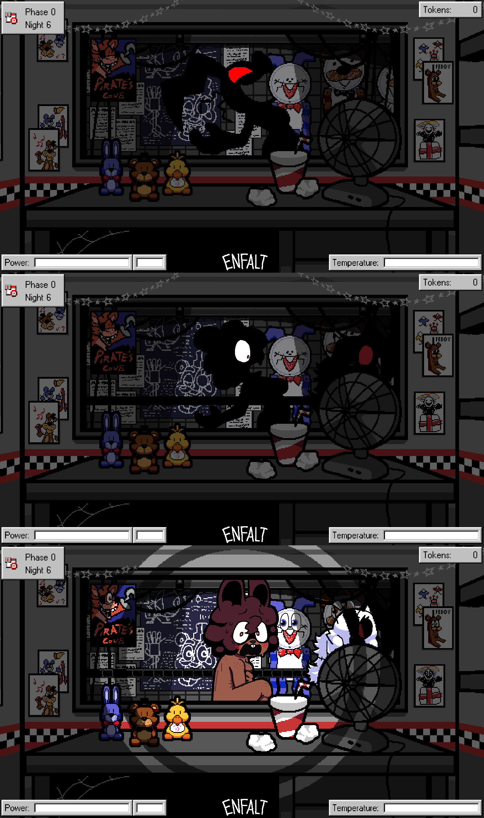 alternate ending, breasts, completely nude, covering, embarrassed, enfalt, five nights at freddy's, five nights at frickbears, five nights at frickbears 3, nude, solo, vannabelle (frickbears 3), vanny (fnaf), vanny (frickbears)
