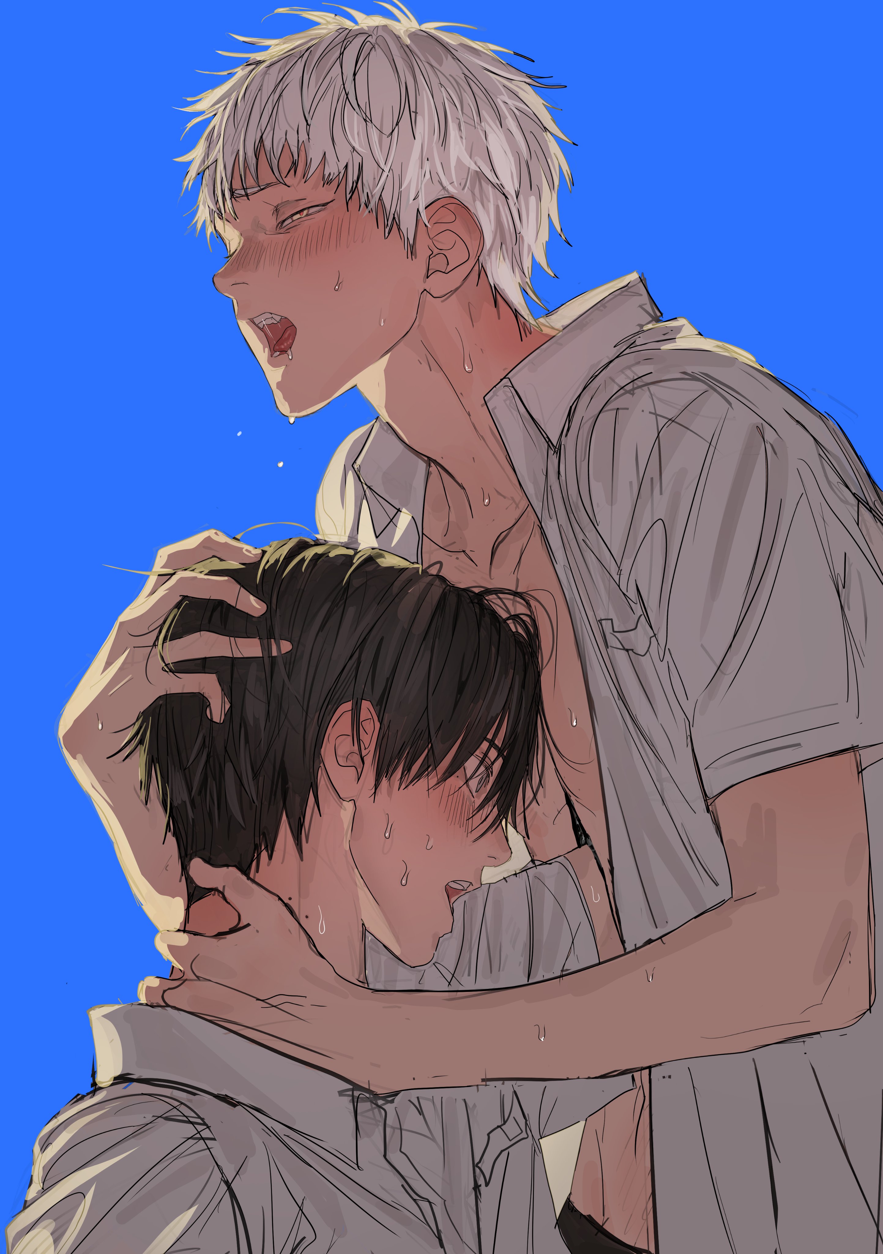 black hair, gay, hikaru ga shinda natsu, hikaru indou, hole in chest, the summer hikaru died, white hair, yaoi, yoshiki tsujinaka