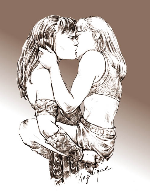 angelique_(artist) female gabrielle_(xena) multiple_girls xena xena_warrior_princess yuri