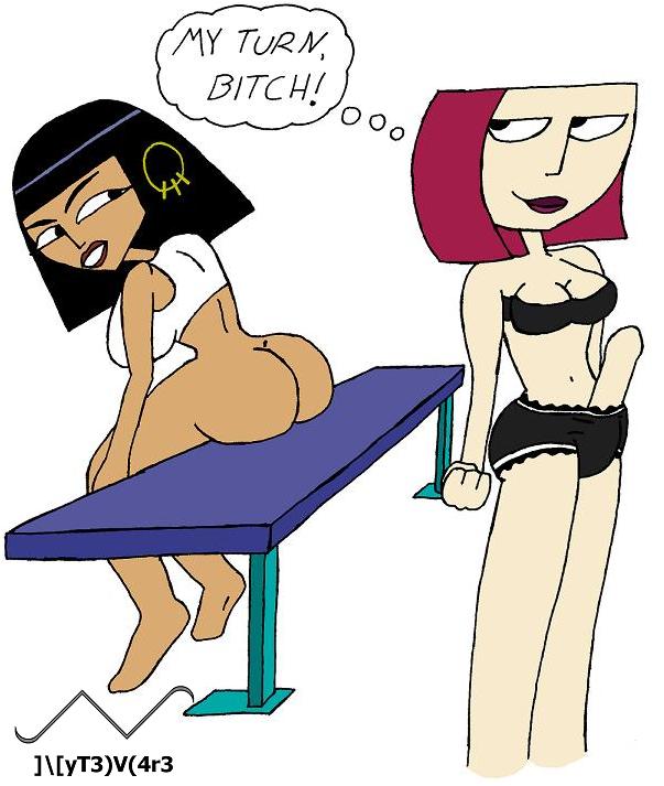 ass cleopatra_smith clone_high color colored daquavius_pork_pay dark-skinned_female dark_skin female futanari human intersex joan_of_arc_(clone_high) large_penis nytemare penis public_domain tagme