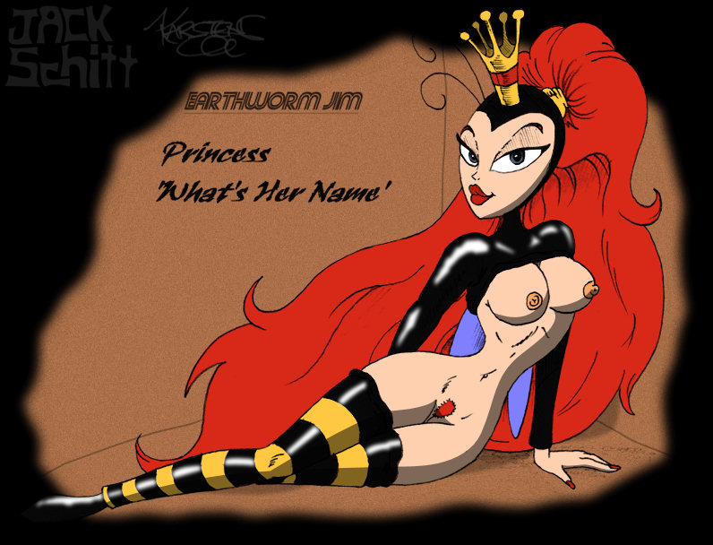 breasts clothing earthworm_jim_(franchise) female jack_schitt karstens long_hair medium_breasts no_humans princess_what's-her-name pubic_hair red_hair solo tagme