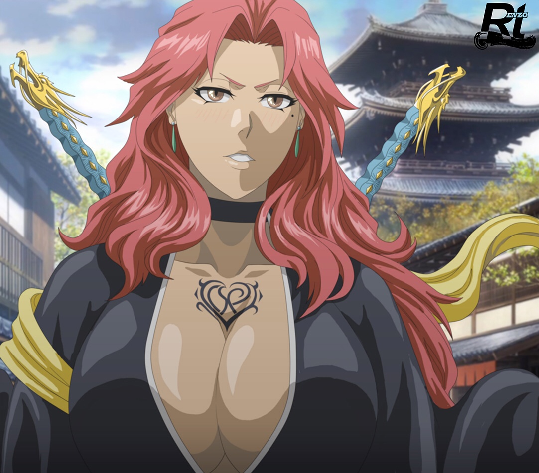 bleach, breasts, busty, cleavage, earrings, ero-enzo, female, female only, matsumoto rangiku, pointy chin, rangiku matsumoto, rtenzo, solo, tagme, tattoo, voluptuous