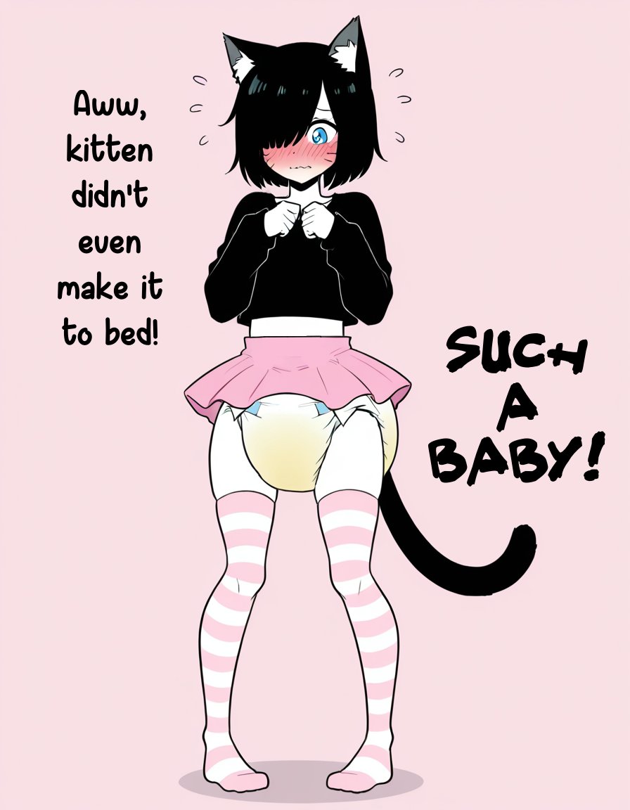 abdl, ai art, ai generated, animal ears, bedwetting, blush, blushing at viewer, cat ears, cat girl, cat tail, catgirl, diaper, diaper fetish, diaper under clothing, female, female focus, femsub, horny, horny female, humiliation, neko, peeing, peeing self, pink shirt, pink skirt, shirt, skirt, submissive, submissive female, thick, thick thighs, thigh highs, thighhighs, thighs, vandy (vtuber), virtual youtuber, visiondl, vtuber, wet diaper, wetting, wetting diaper, wetting self