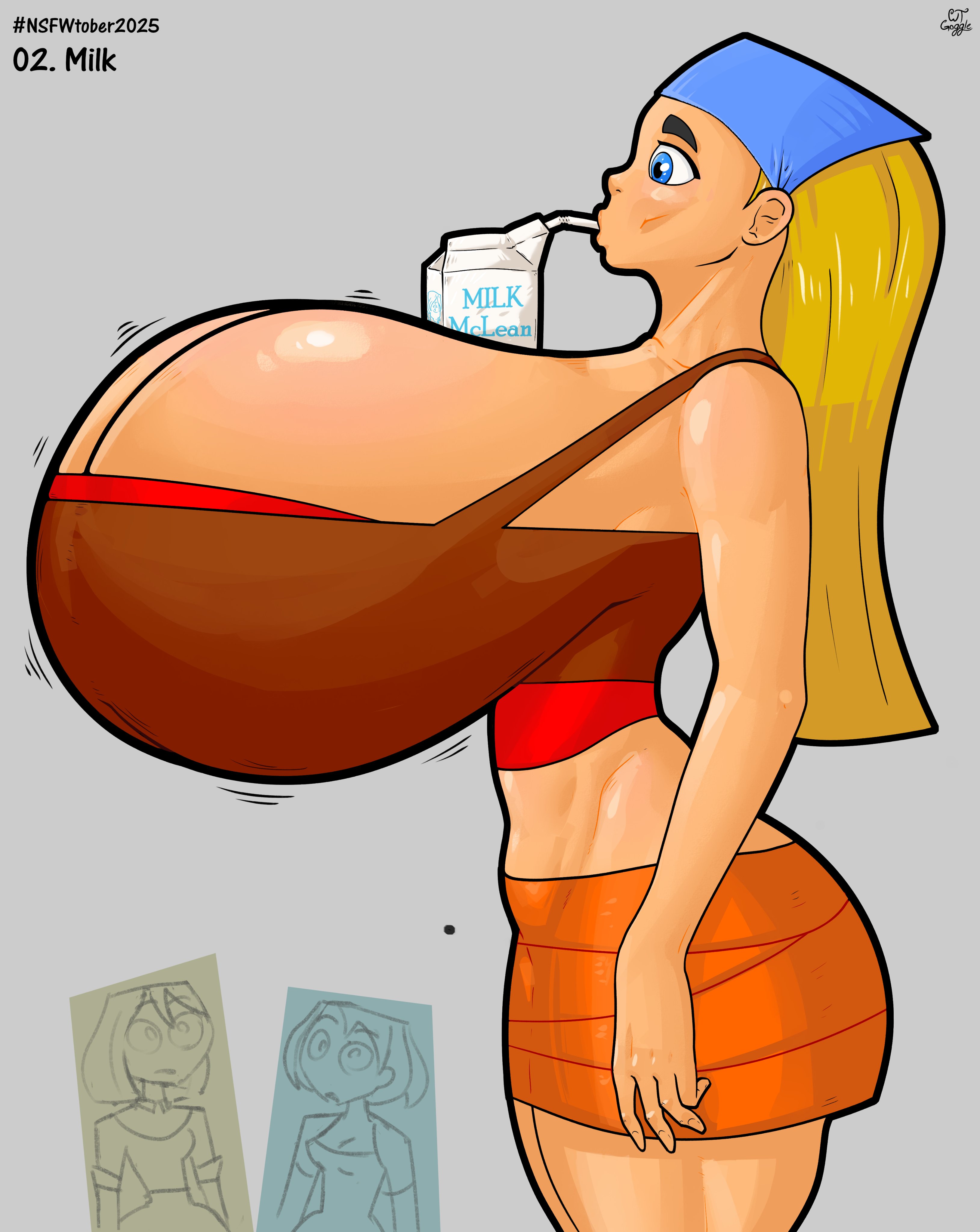 2d, big breasts, blonde hair, blue eyes, breasts, cleavage, courtney (tdi), female, female focus, female only, gwen (tdi), huge breasts, large breasts, light skin, light-skinned female, lindsay (tdi), long hair, straight hair, tagme, total drama island, wtgoggle