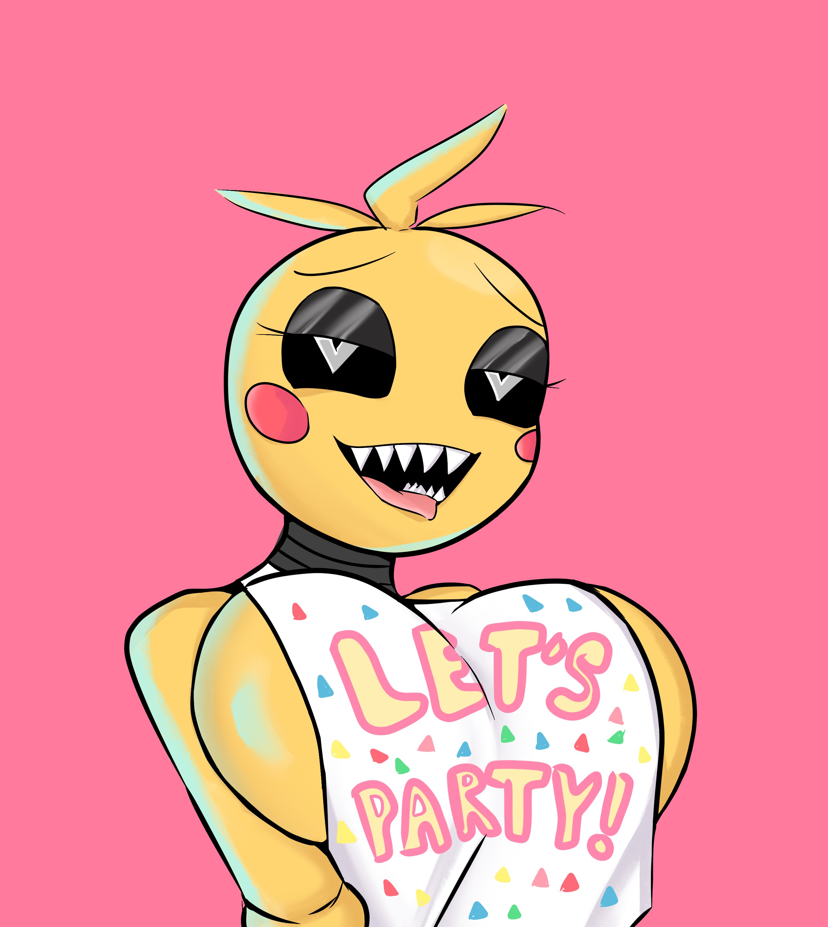 1girls, animatronic, animatronic female, big breasts, breasts, chicken, chicken girl, female, five nights at freddy's, five nights at freddy's 2, horny, horny female, panting, robot, robot girl, robot humanoid, scottgames, solo, tongue, tongue out, toy chica (fnaf), waiband