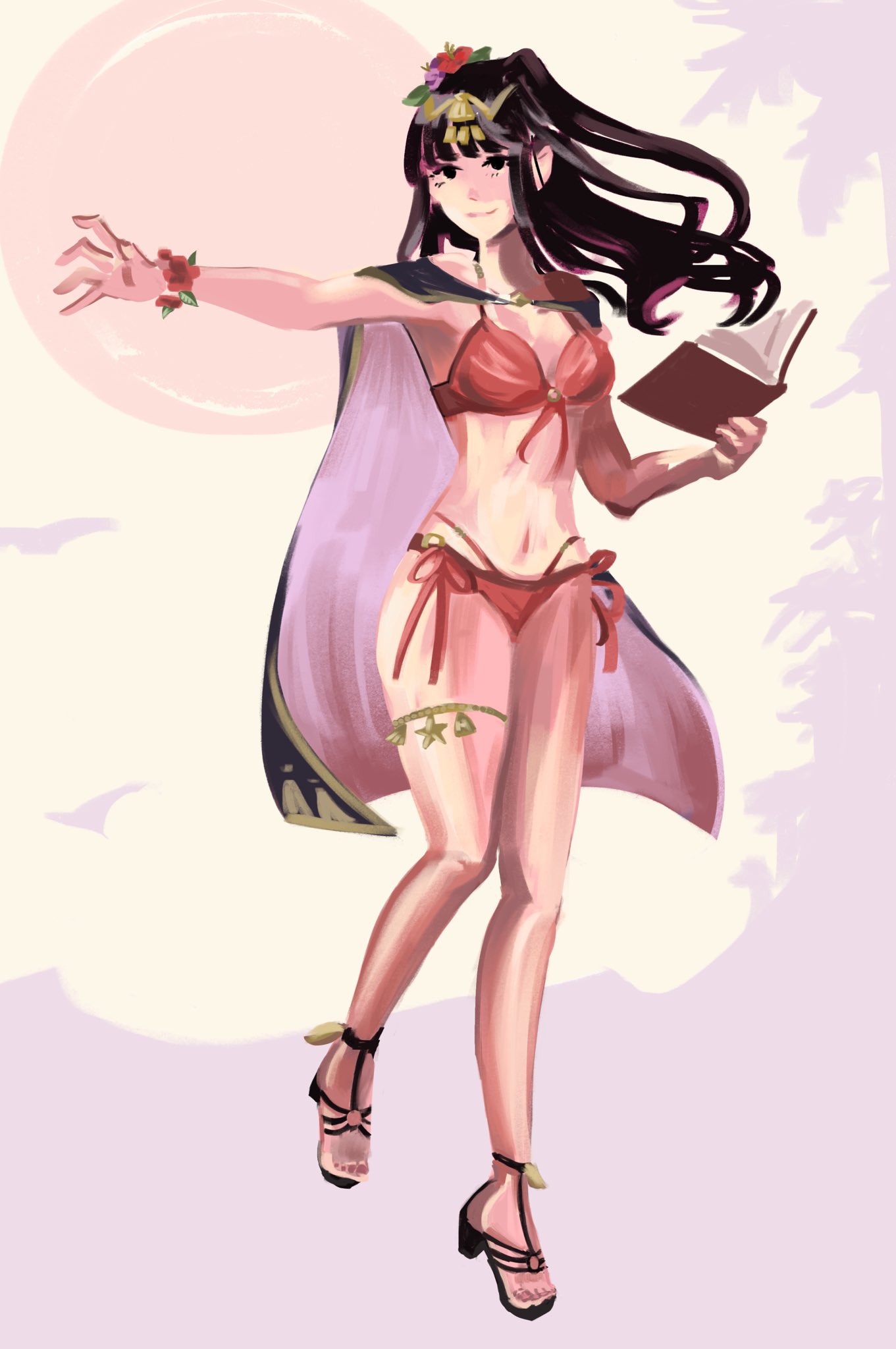 alternate_costume bikini black_footwear breasts enwbbs eunwoobubus female female_only fire_emblem fire_emblem_awakening fire_emblem_heroes nintendo official_alternate_costume red_bikini red_swimsuit sandals solo swimsuit tharja_(fire_emblem) tharja_(summer)_(fire_emblem)