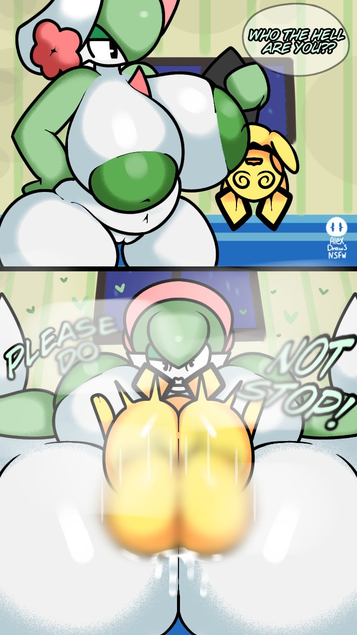 alexdraws ass balls big_balls big_breasts breasts cum cum_in_pussy cum_inside dialogue dialogue_bubble fashionable_style_gardevoir gardevoir huge_ass missionary_position nintendo pichi_(alexdraws) pichu pokémon pokemon pokemon_(species) pokemon_unite pounding pounding_ass pussy size_difference