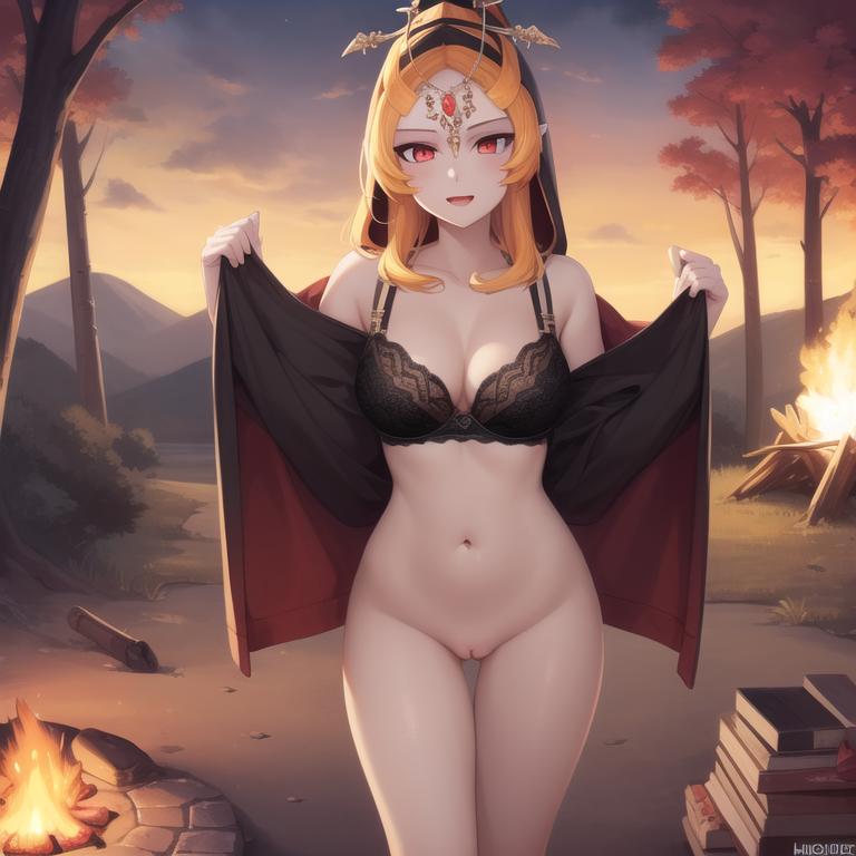 1girls ai_generated breasts cape clothing female female_only happy long_hair midna nintendo no_panties public public_nudity pussy ruptuorie small_breasts solo the_legend_of_zelda twili_midna twilight_princess