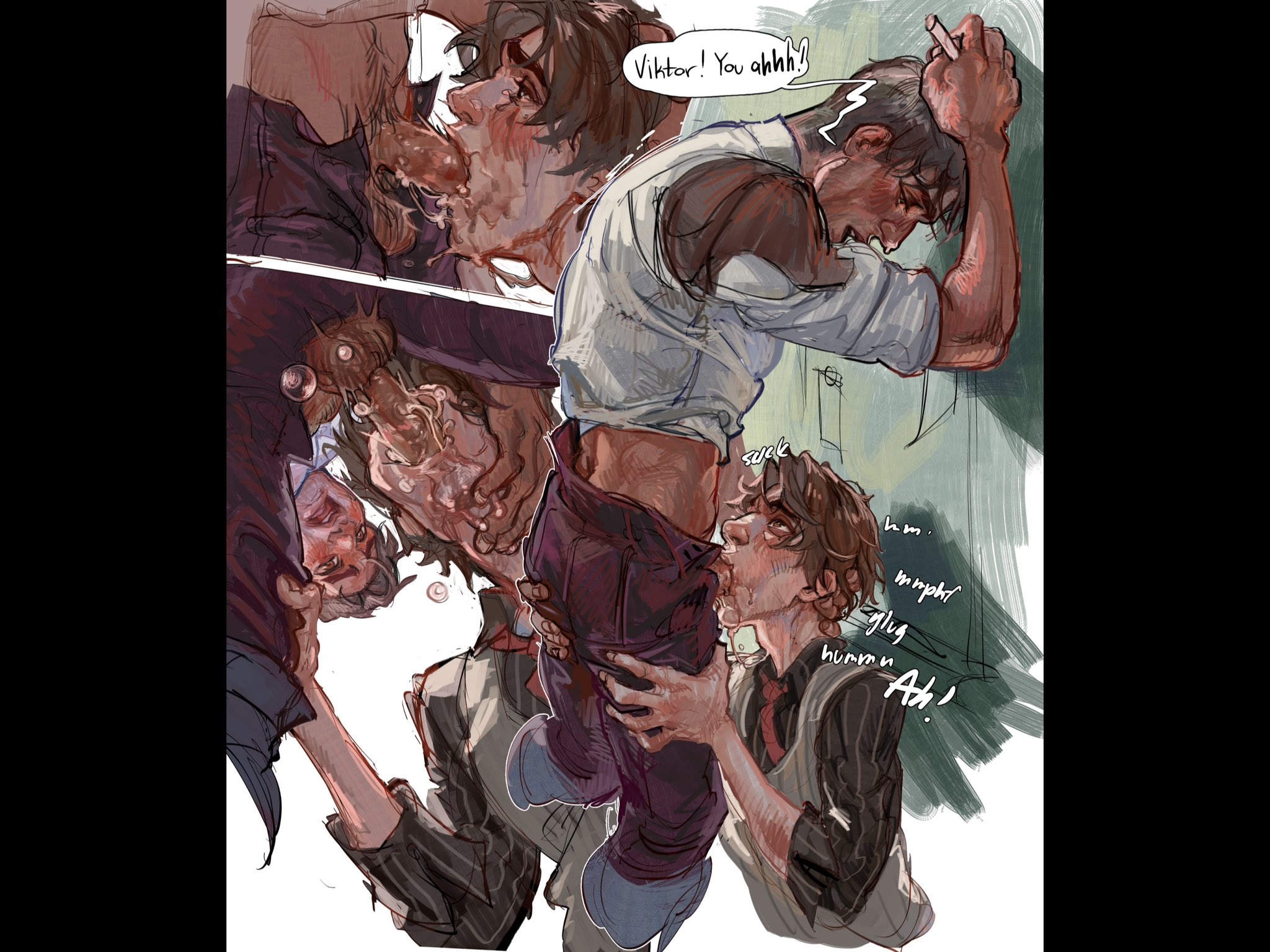 2boys, 2d, 2d (artwork), arcane, arcane jayce, arcane viktor, beard, beard stubble, big balls, big penis, black hair, blowjob, boys, brown hair, clothed, clothed male, clothed sex, cock, cock worship, color, colored, cum, cum in mouth, cum on face, cumshot, daddy, daddy and twink, dark, dark skin, dark-skinned male, deep penetration, deepthroat, dialogue, digital media (artwork), eye contact, face, face fucking, facefuck, fucking, fucking mouth, fully clothed, fully clothed male, gay, gay male, gay sex, hair legs, hairy chest, hairy cock, hairy male, holding face, holding head, holding head down, jayce, jayce talis, jayvik, kneeling, kneeling on ground, kneeling oral position, kneeling position, large penis, latino, latino male, league of legends, leaking cum, light skin, light-skinned male, looking at partner, looking down, looking pleasured, male, male focus, male only, male/male, masculine gay, masculine male, mouth, mouth full of cock, muscular, muscular male, naked, naked male, oral, oral creampie, oral insertion, oral penetration, oral sex, pants down, partially clothed, penis, romantic couple, semen, semen on face, semen on mouth, sex, size difference, standing, standing position, standing sex, sucking penis, swallowing cum, swollen nipples, thick penis, throat, throat bulge, throat fuck, throat penetration, twink, veiny penis, viktor (league of legends), yaoi