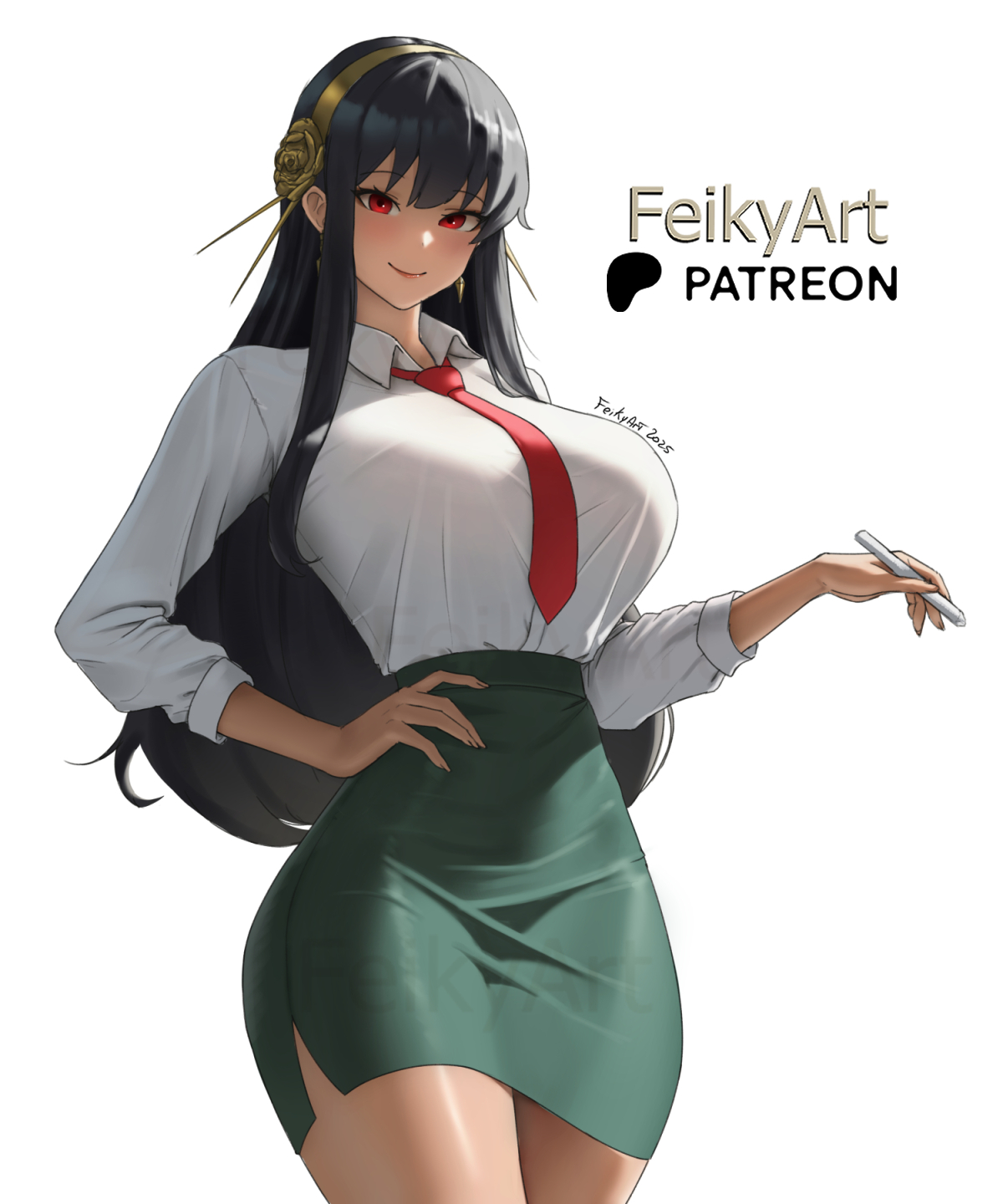 black hair, feikyart, milf, official alternate costume, red eyes, spy x family, yor briar, yor forger
