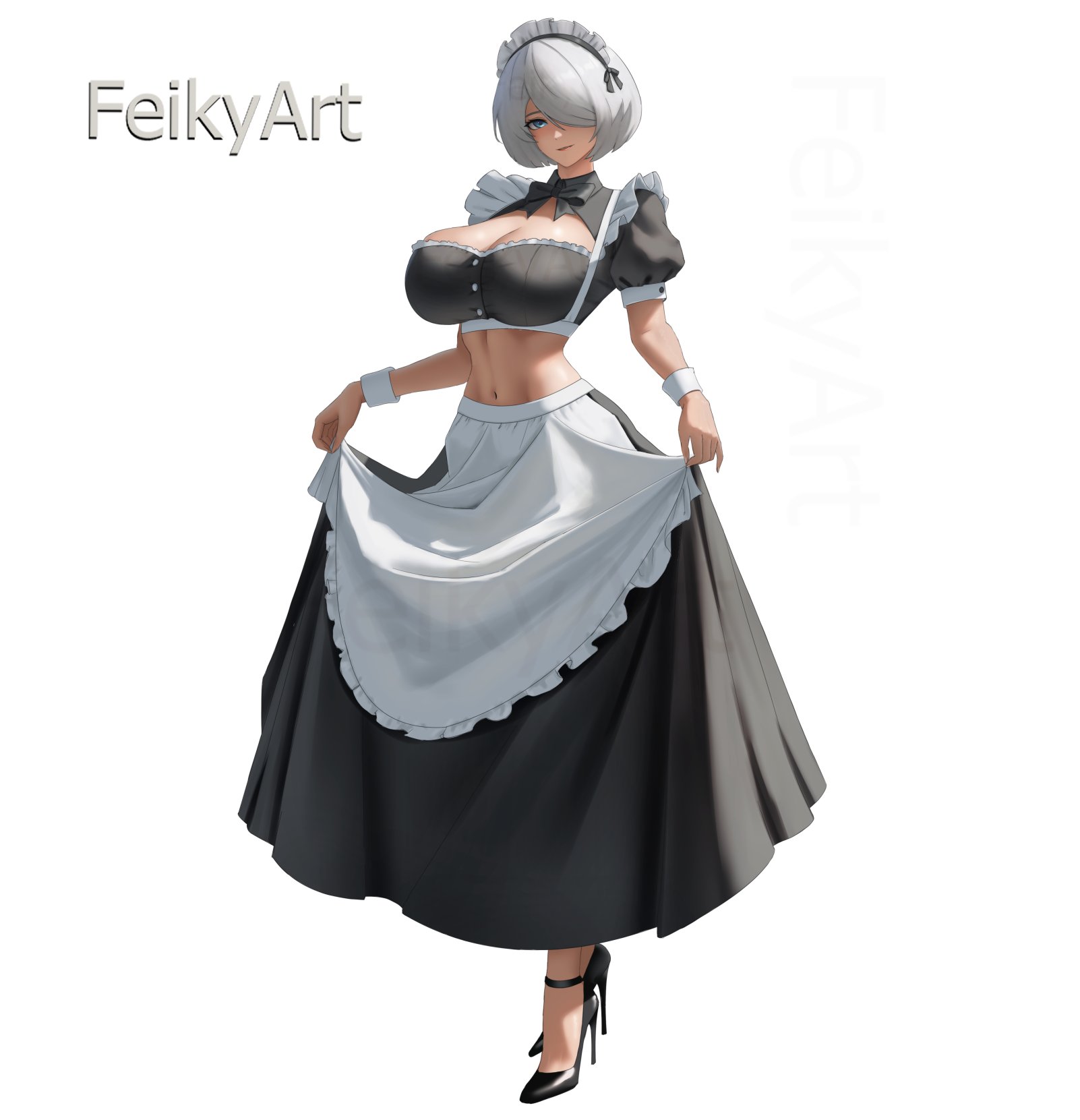 1girls, android, feikyart, nier: automata, white hair, yorha 2b