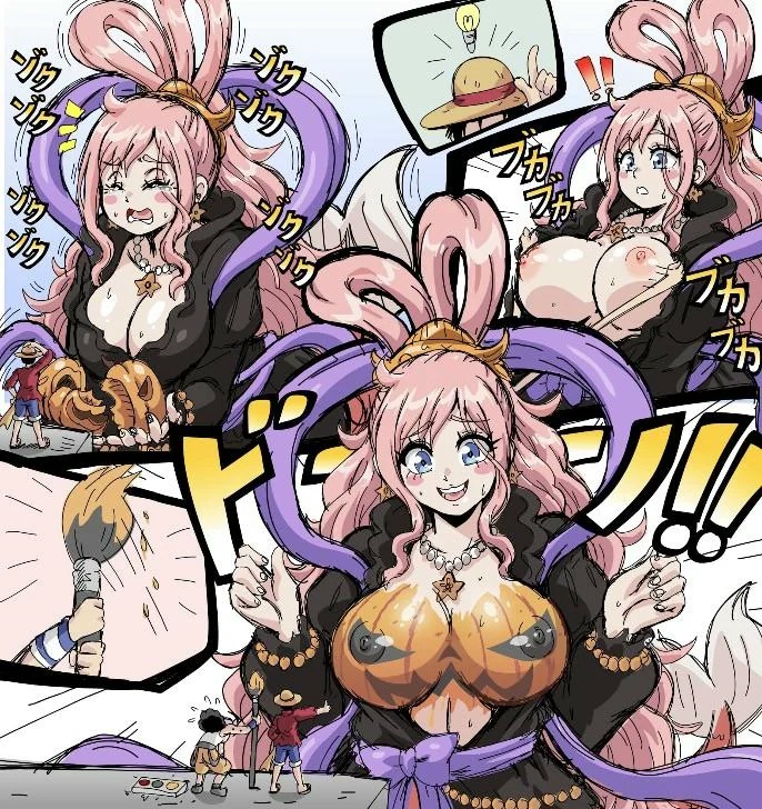1girls, 2boys, big breasts, black-haired male, curvy, curvy body, curvy female, curvy figure, female, halloween, huge breasts, lewdamone, male, mermaid, monkey d luffy, one piece, pink hair, pink-haired female, shirahoshi, siren, tall female, usopp