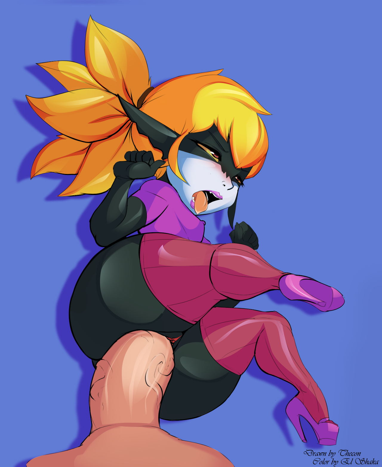 1boy, 1girls, 2016, areolae, ass, big ass, breasts, duo, el shaka, erect nipples, faceless male, female, high heels, high res, humanoid, imp, lipstick, male, mammal, midna, nintendo, nipples, penetration, penis, pussy, sex, small breasts, solo focus, straight, the legend of zelda, thecon, twili, twilight princess, vaginal penetration